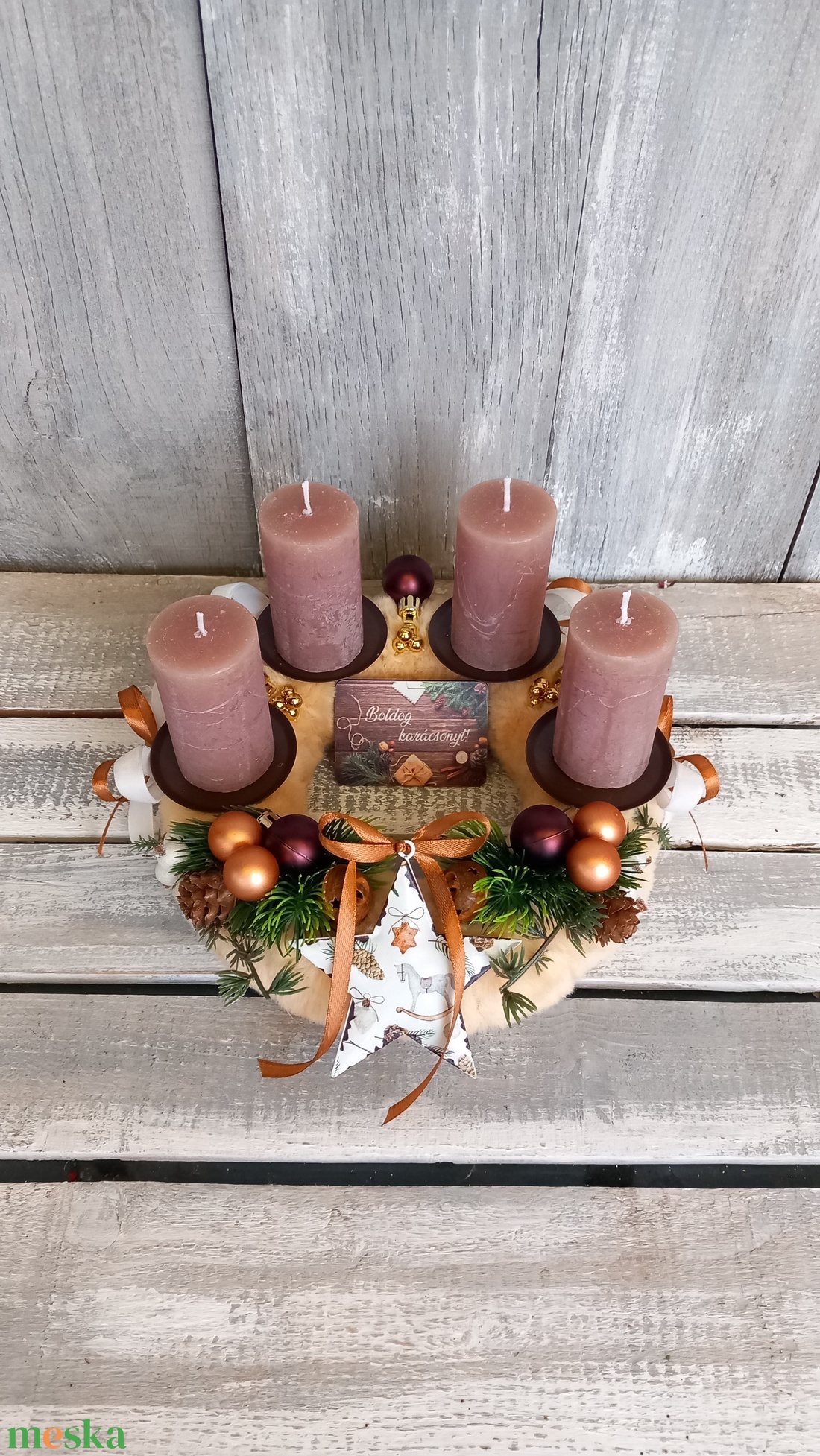 Boldog Karácsonyt- Adventi Koszorú - karácsony - adventi díszek - adventi koszorú - Meska.hu