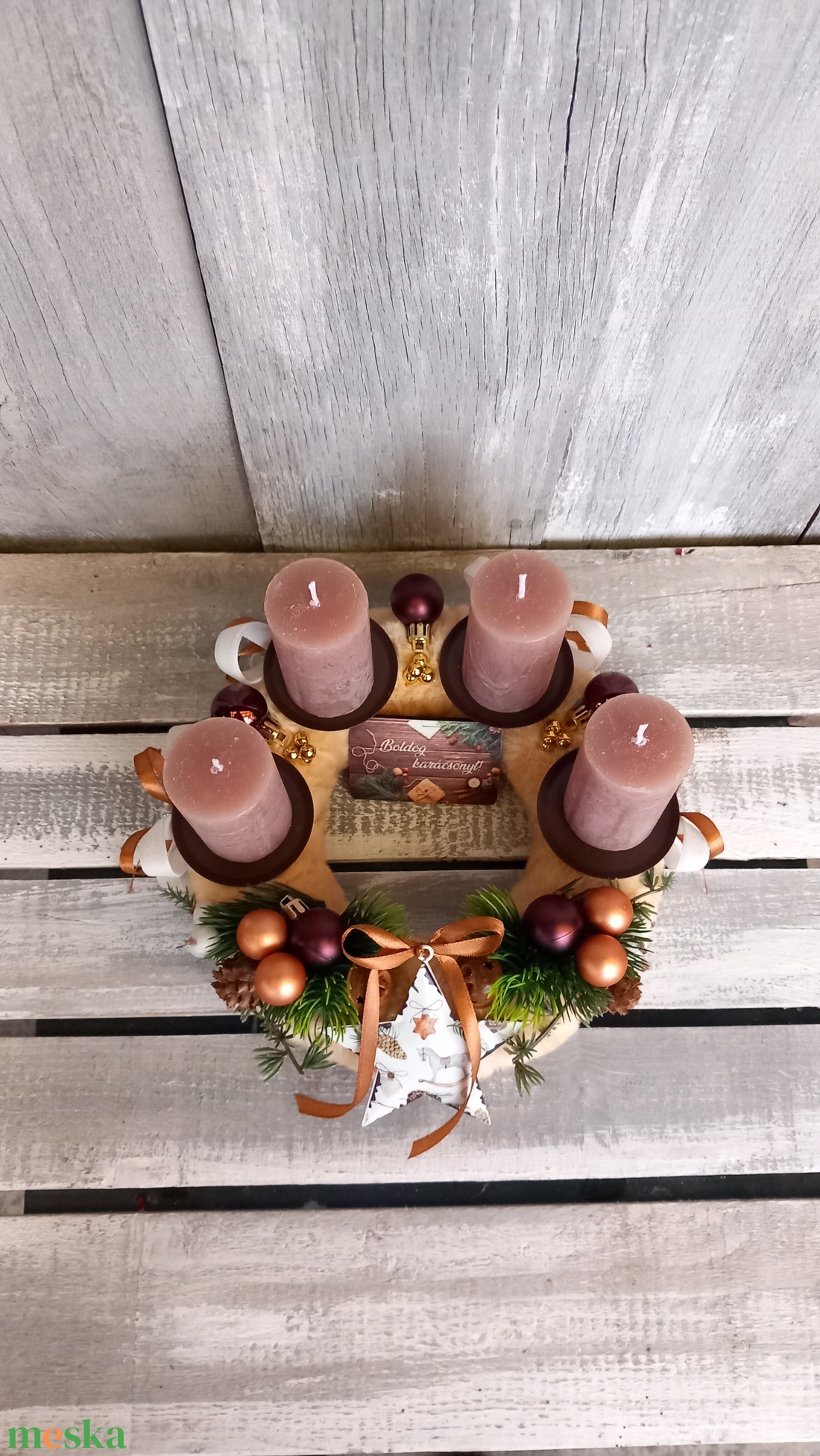 Boldog Karácsonyt- Adventi Koszorú - karácsony - adventi díszek - adventi koszorú - Meska.hu