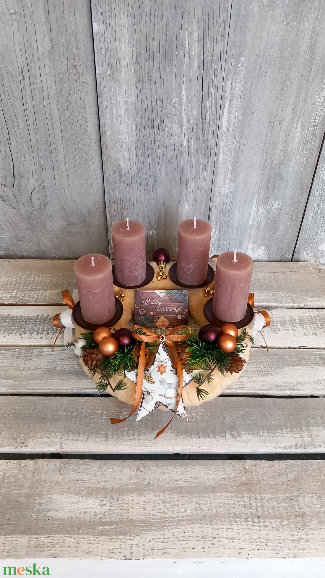 Boldog Karácsonyt- Adventi Koszorú - karácsony - adventi díszek - adventi koszorú - Meska.hu