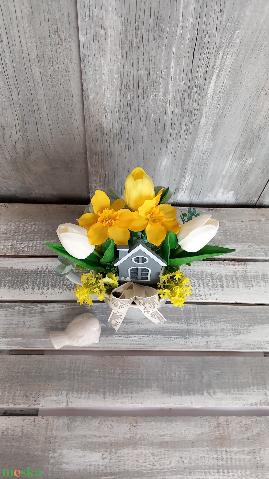  Tavasz Házikója  - Tavaszi Asztaldísz/Virágos Asztaldísz/Bögrés Asztaldísz - otthon & életmód - dekoráció - asztal és polc dekoráció - asztaldísz - Meska.hu