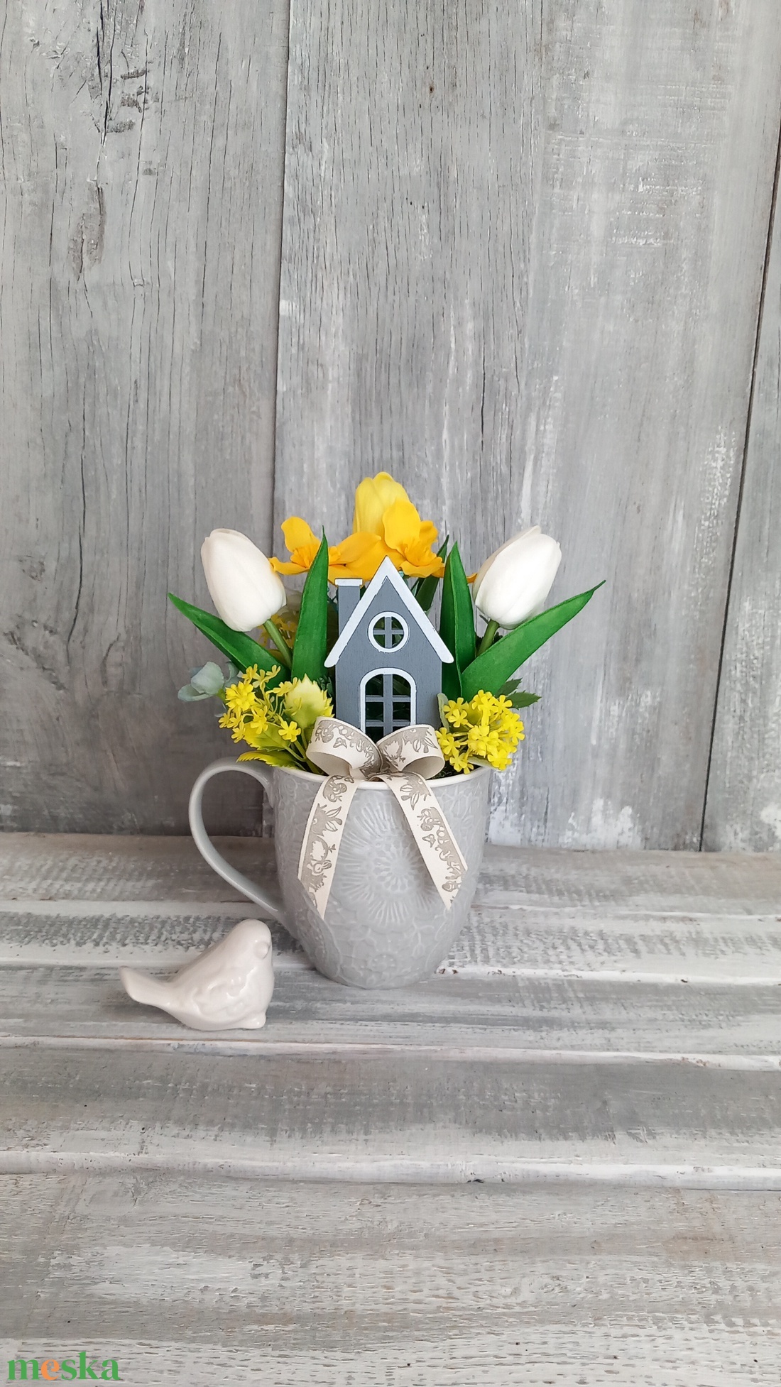  Tavasz Házikója  - Tavaszi Asztaldísz/Virágos Asztaldísz/Bögrés Asztaldísz - otthon & életmód - dekoráció - asztal és polc dekoráció - asztaldísz - Meska.hu