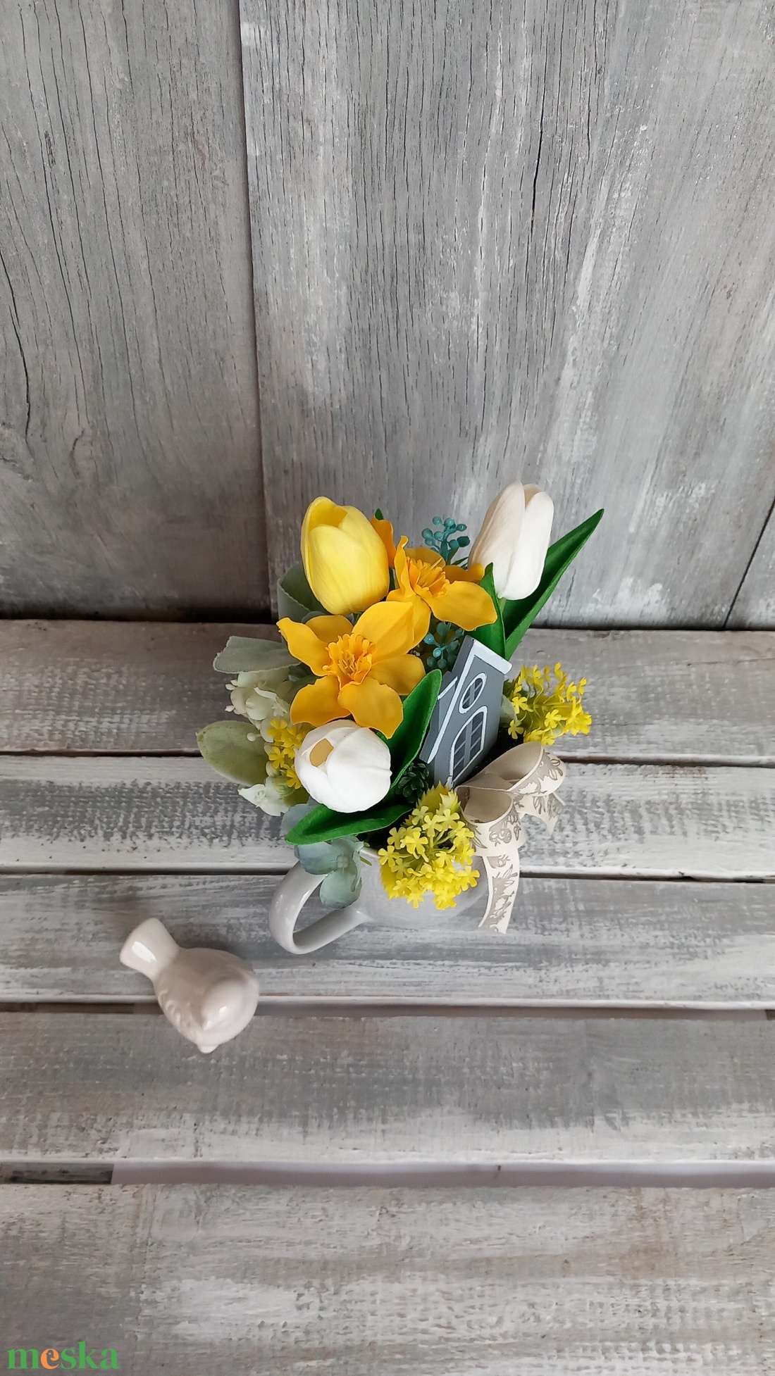  Tavasz Házikója  - Tavaszi Asztaldísz/Virágos Asztaldísz/Bögrés Asztaldísz - otthon & életmód - dekoráció - asztal és polc dekoráció - asztaldísz - Meska.hu