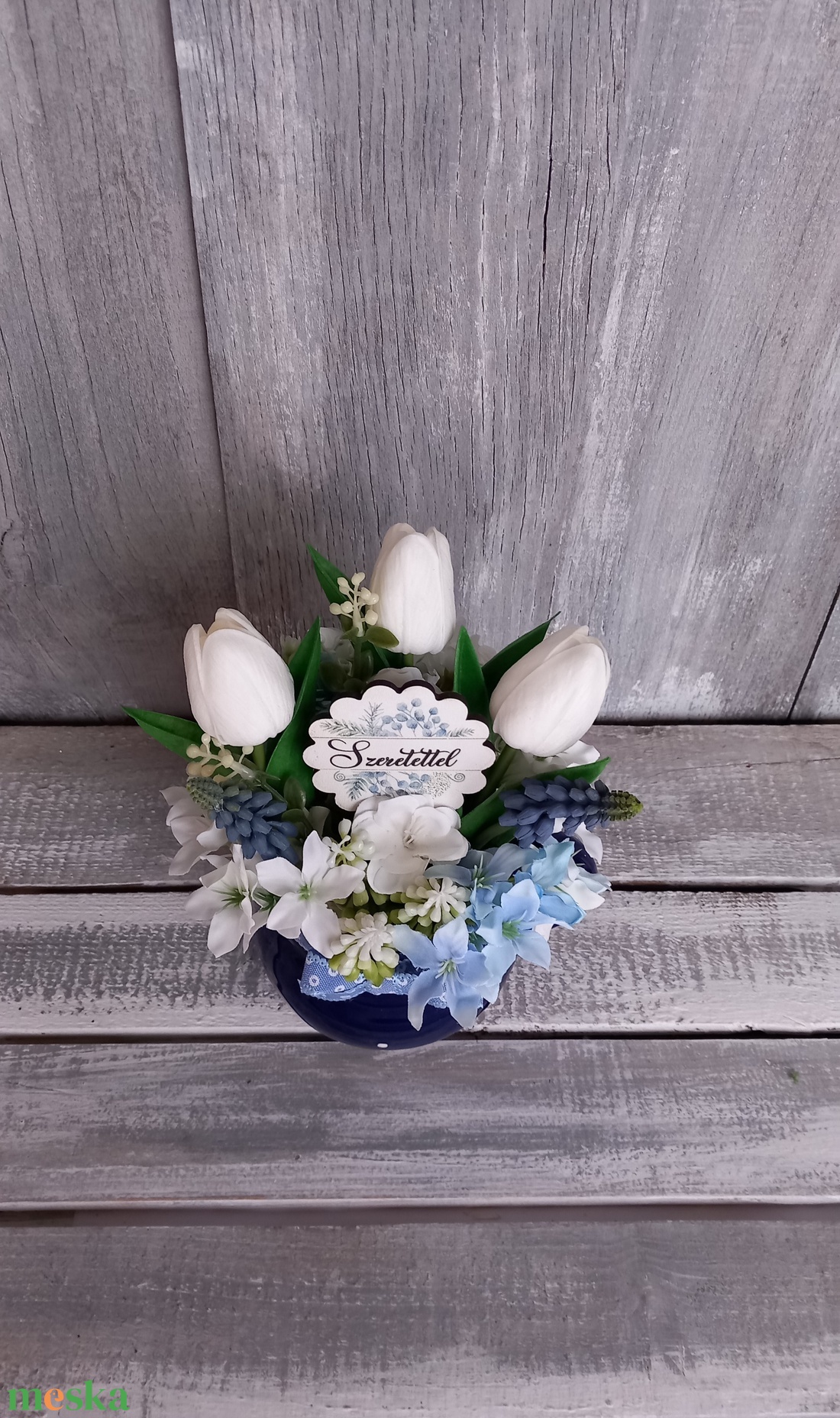  Tulipánok Pöttyös Ruhában  - Tavaszi Asztaldísz/Virágos Asztaldísz/Bögrés Asztaldísz/Tulipános Asztaldísz - otthon & életmód - dekoráció - asztal és polc dekoráció - asztaldísz - Meska.hu