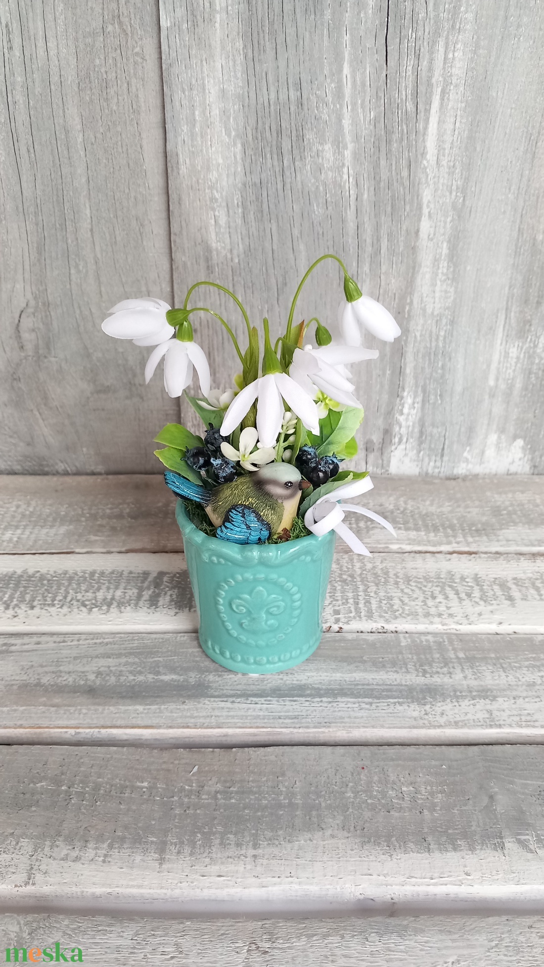 Hóvirágok Őrzője-Hóvirágos Asztaldísz/Virágos Asztaldísz - otthon & életmód - dekoráció - virágdekoráció - virágdíszek - asztali virágdísz - Meska.hu