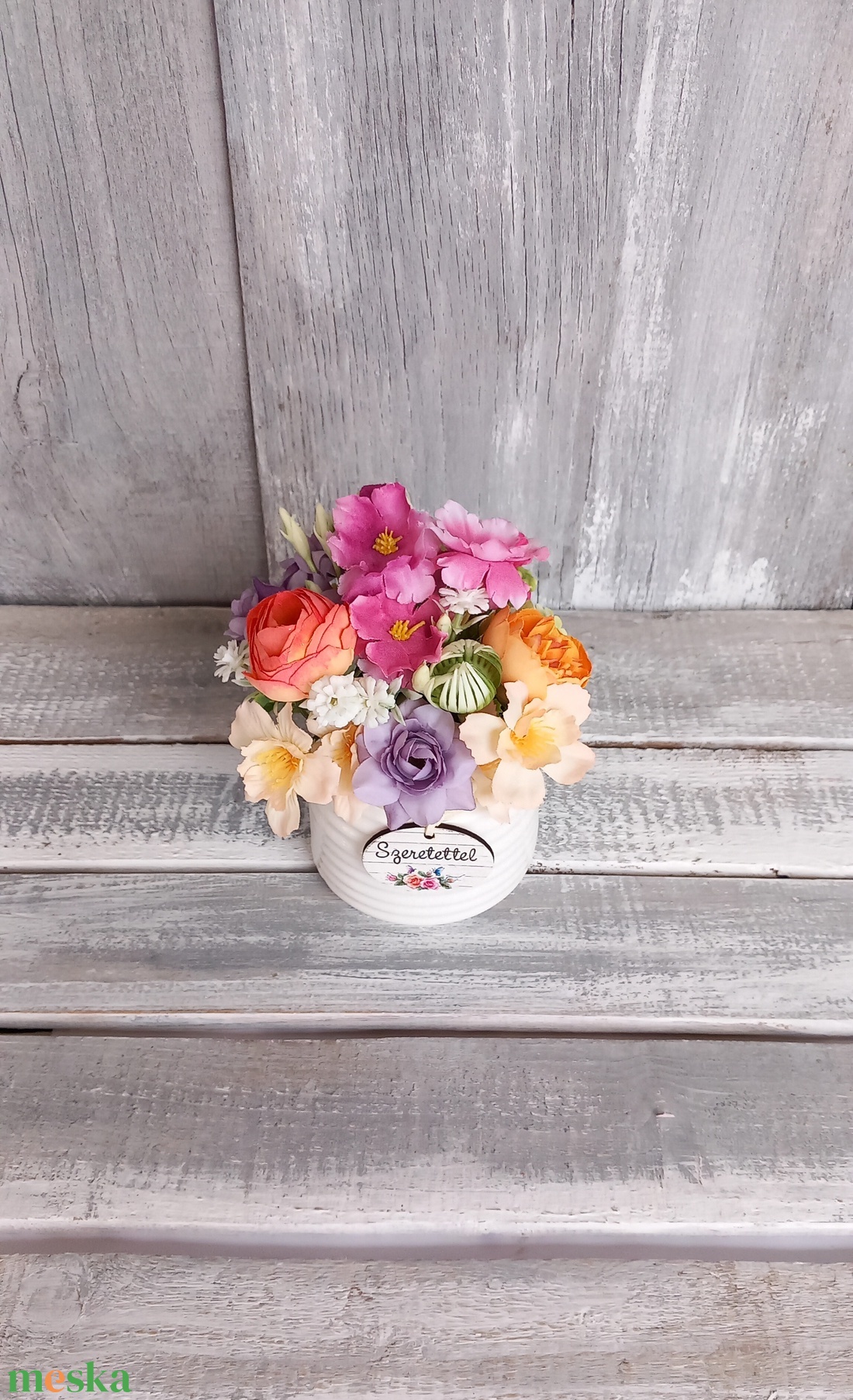  Szeretettel Virágokkal  - Tavaszi Asztaldísz/Virágos Asztaldísz/Köszöntő Virágdísz - otthon & életmód - dekoráció - virágdekoráció - virágdíszek - asztali virágdísz - Meska.hu