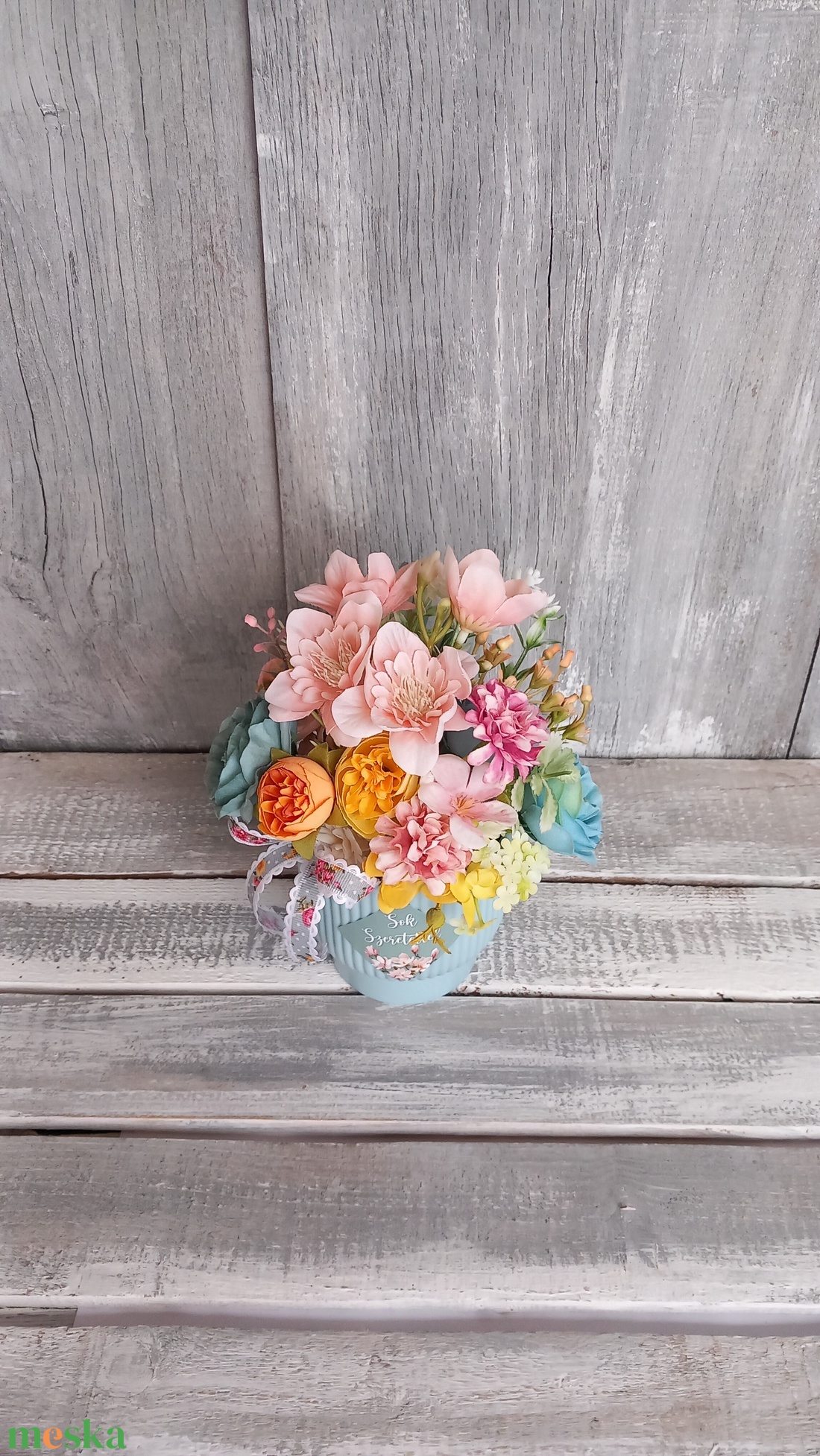 VirágHarmónia  - Tavaszi Asztaldísz/Virágos Asztaldísz/Köszöntő Asztaldísz - otthon & életmód - dekoráció - Meska.hu