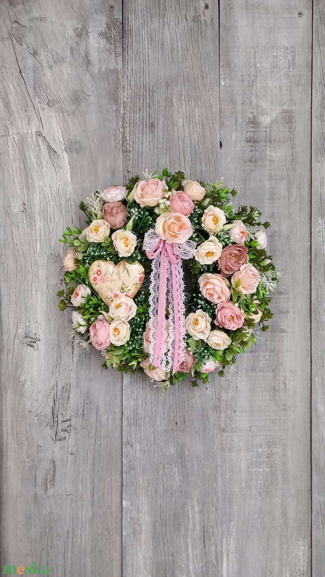 RózsaRomantika- Virágos Kopogtató/ Tavaszi Kopogtató /Nyári Ajtódísz/Ajtódísz /Falidísz/ - otthon & életmód - dekoráció - ajtó- és ablak dekoráció - ajtódísz & kopogtató - Meska.hu