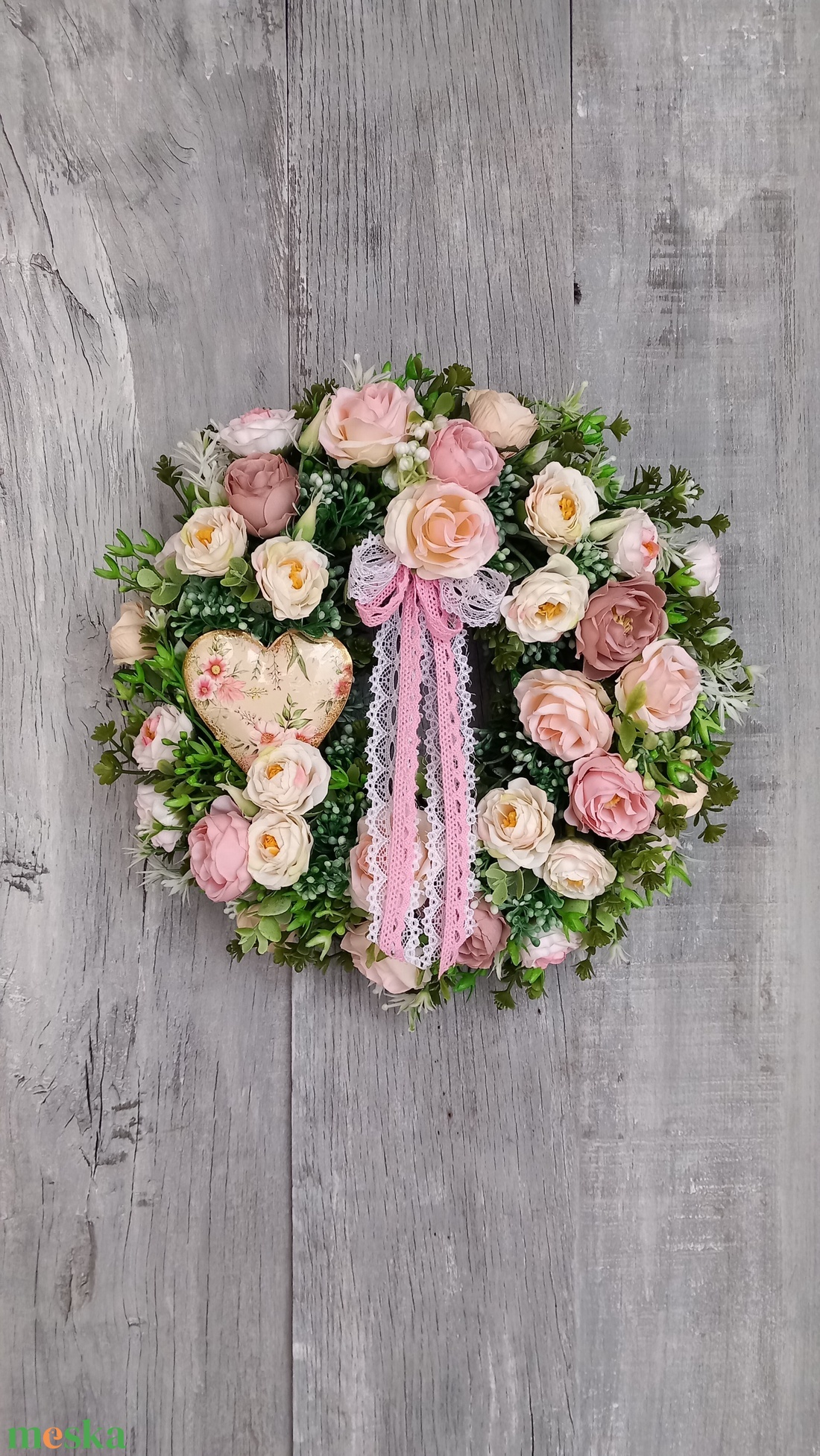 RózsaRomantika- Virágos Kopogtató/ Tavaszi Kopogtató /Nyári Ajtódísz/Ajtódísz /Falidísz/ - otthon & életmód - dekoráció - ajtó- és ablak dekoráció - ajtódísz & kopogtató - Meska.hu