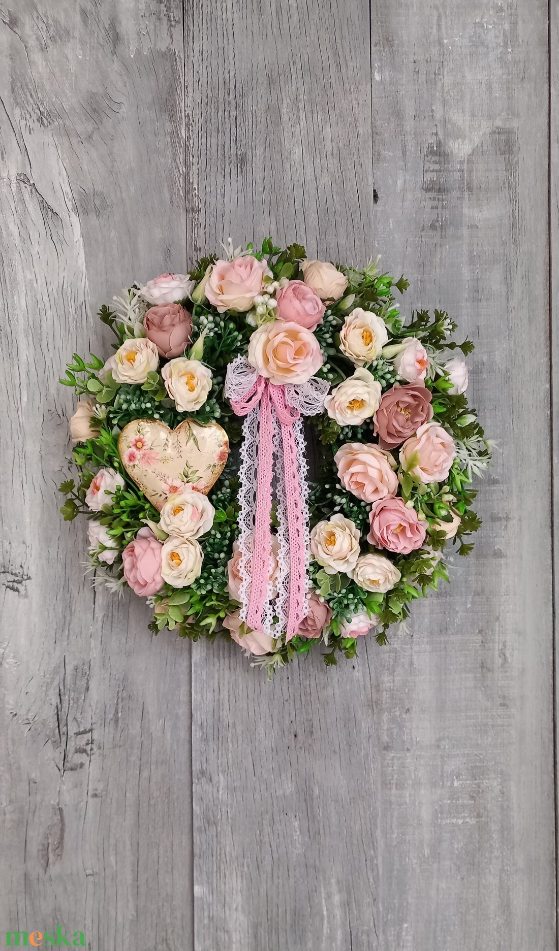 RózsaRomantika- Virágos Kopogtató/ Tavaszi Kopogtató /Nyári Ajtódísz/Ajtódísz /Falidísz/ - otthon & életmód - dekoráció - ajtó- és ablak dekoráció - ajtódísz & kopogtató - Meska.hu