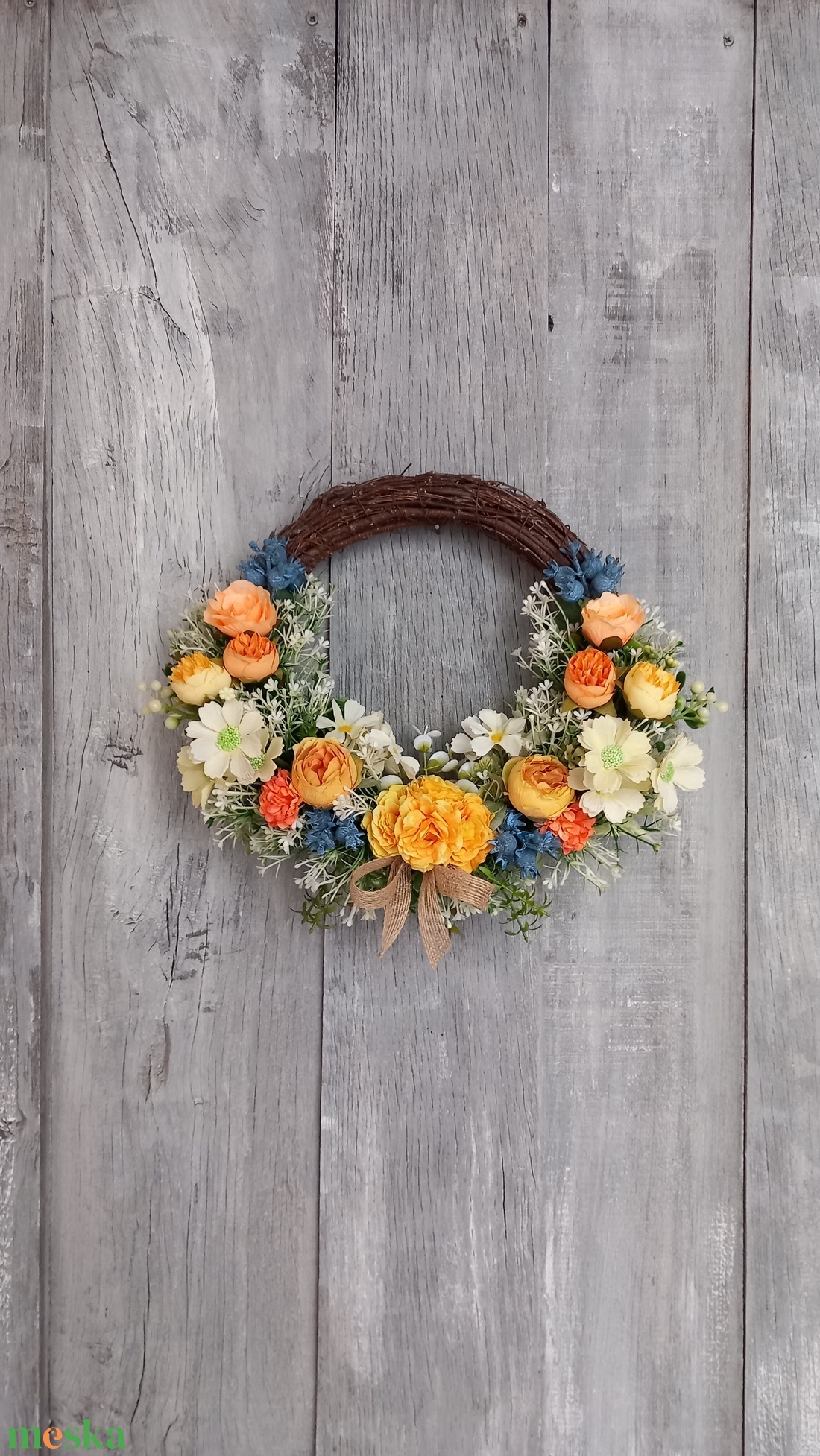 KékSárga Színekben Kopogtatnak Hozzád- Virágos Kopogtató/Ajtódísz /Falidísz/ - otthon & életmód - dekoráció - ajtó- és ablak dekoráció - ajtódísz & kopogtató - Meska.hu