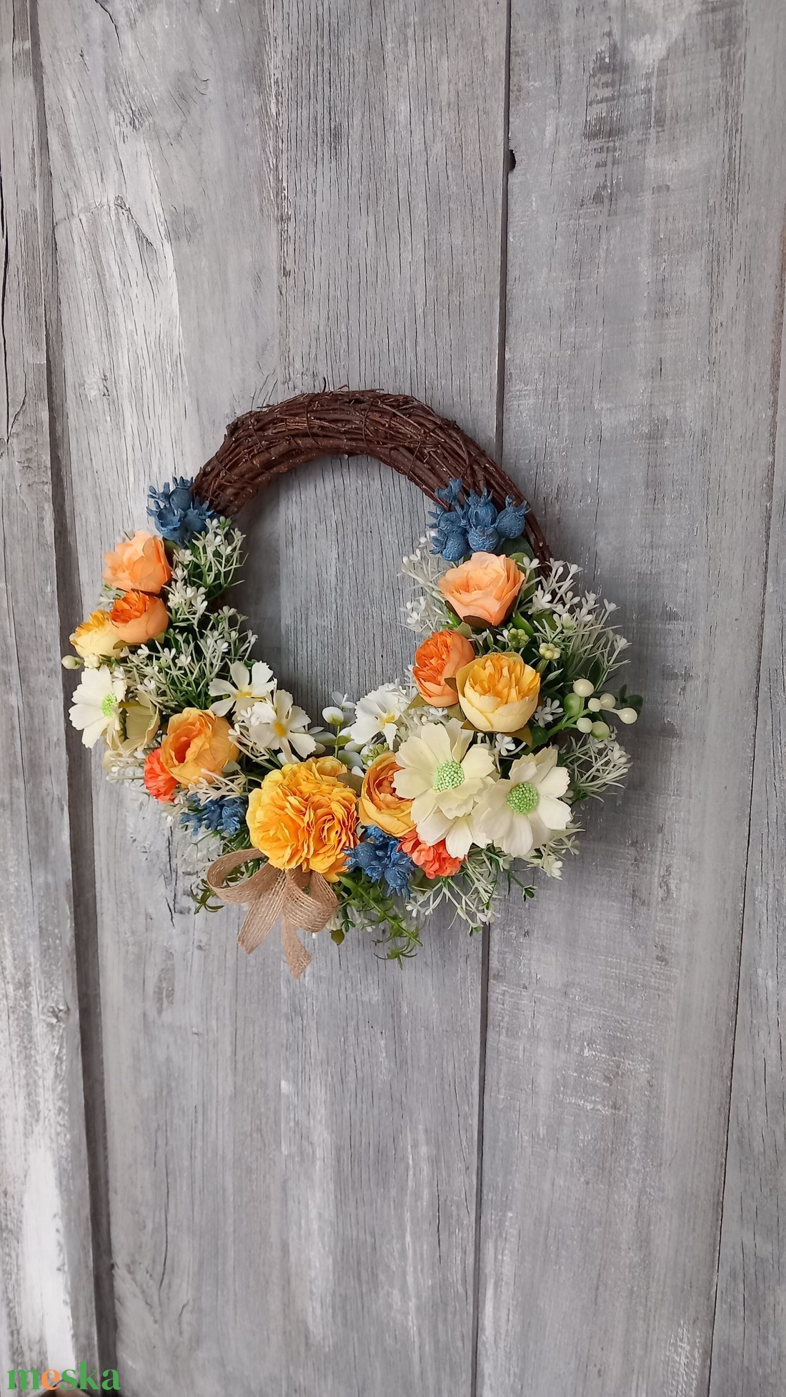 KékSárga Színekben Kopogtatnak Hozzád- Virágos Kopogtató/Ajtódísz /Falidísz/ - otthon & életmód - dekoráció - ajtó- és ablak dekoráció - ajtódísz & kopogtató - Meska.hu