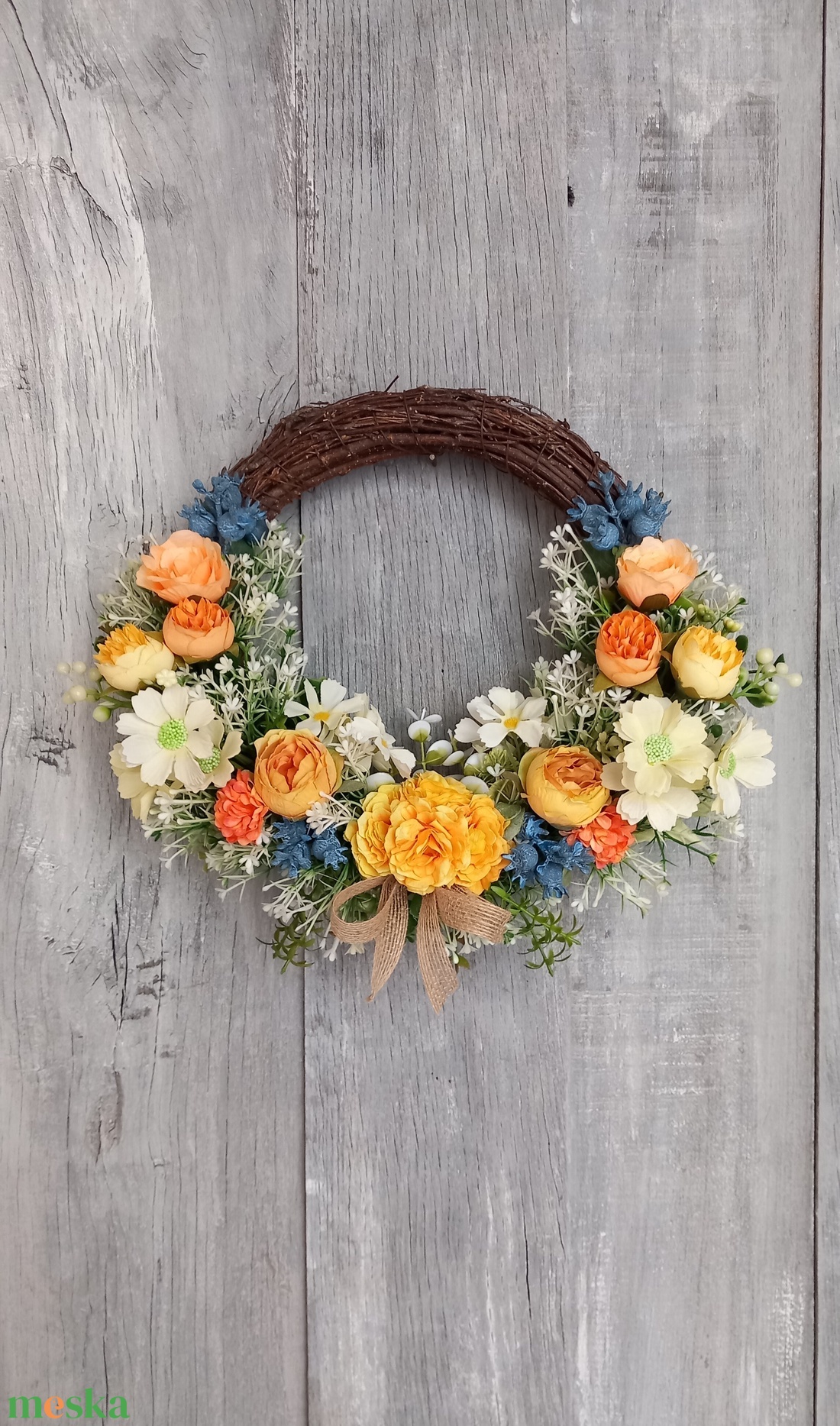 KékSárga Színekben Kopogtatnak Hozzád- Virágos Kopogtató/Ajtódísz /Falidísz/ - otthon & életmód - dekoráció - ajtó- és ablak dekoráció - ajtódísz & kopogtató - Meska.hu