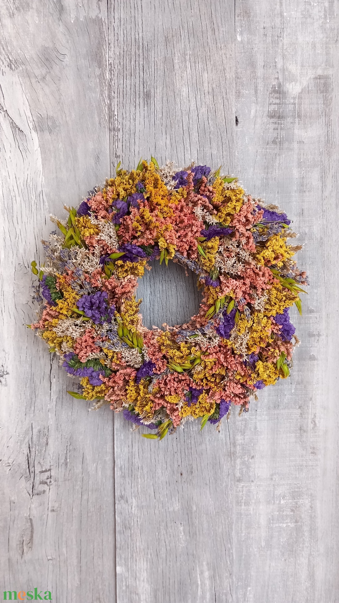 Élénkség- Szárazvirág Kopogtató/Tavaszi Kopogtató/Tavaszi Ajtódísz/Ajtódísz/Falidísz/ - otthon & életmód - dekoráció - ajtó- és ablak dekoráció - ajtódísz & kopogtató - Meska.hu