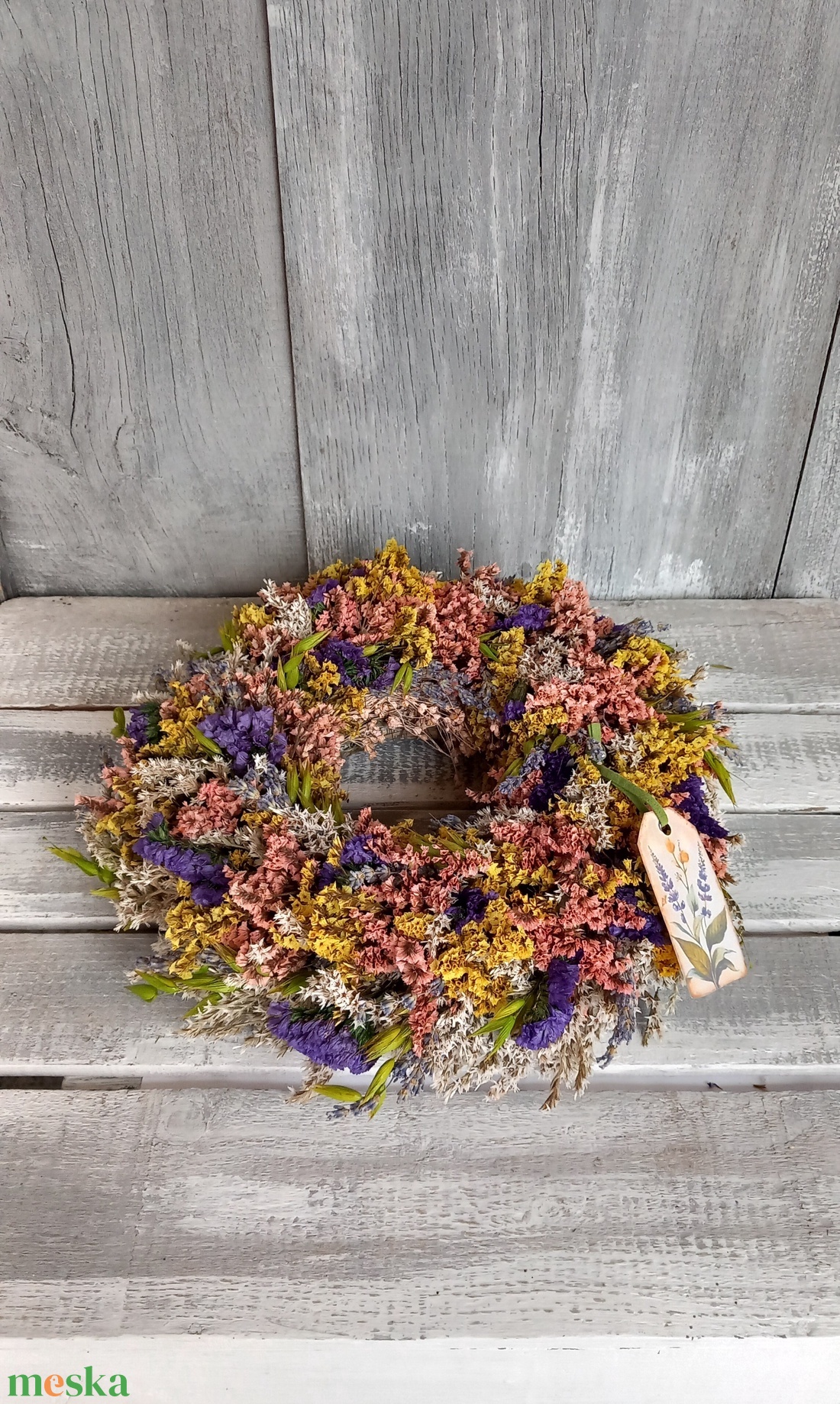 Élénkség- Szárazvirág Kopogtató/Tavaszi Kopogtató/Tavaszi Ajtódísz/Ajtódísz/Falidísz/ - otthon & életmód - dekoráció - ajtó- és ablak dekoráció - ajtódísz & kopogtató - Meska.hu