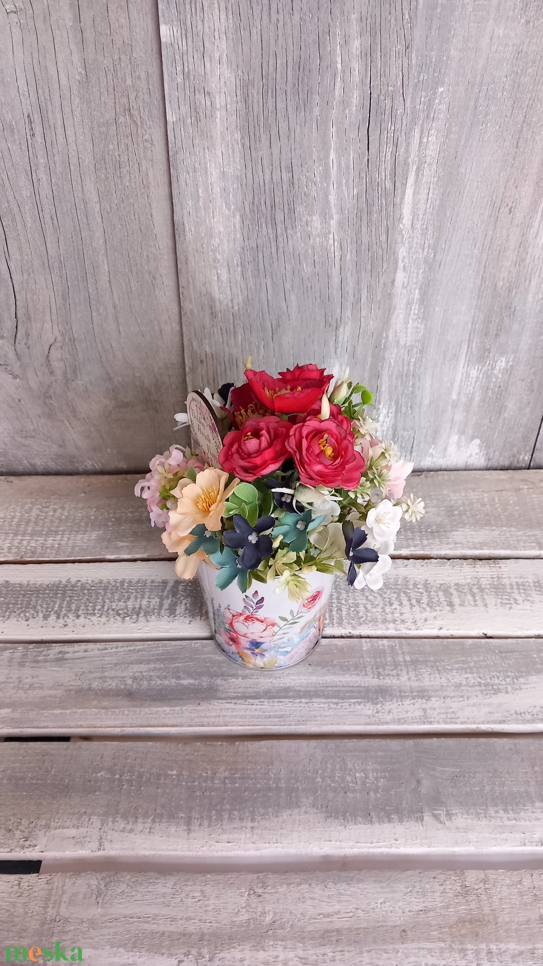 SzínesVirágok  - Anyák-napi Asztaldísz/Tavaszi Asztaldísz/Virágos Asztaldísz/Köszöntő Asztaldísz - otthon & életmód - virágdekoráció - virágdíszek - virágdísz kaspóban - Meska.hu