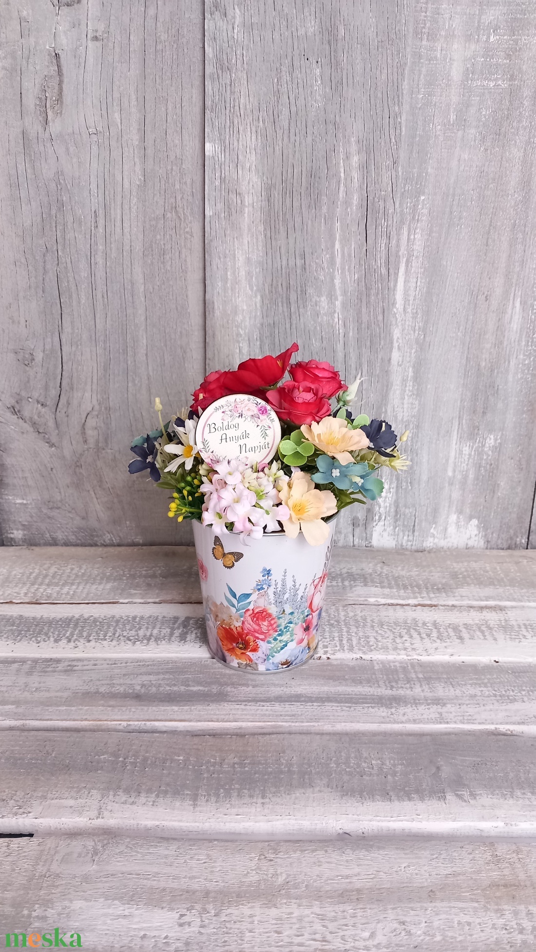 SzínesVirágok  - Anyák-napi Asztaldísz/Tavaszi Asztaldísz/Virágos Asztaldísz/Köszöntő Asztaldísz - otthon & életmód - virágdekoráció - virágdíszek - virágdísz kaspóban - Meska.hu