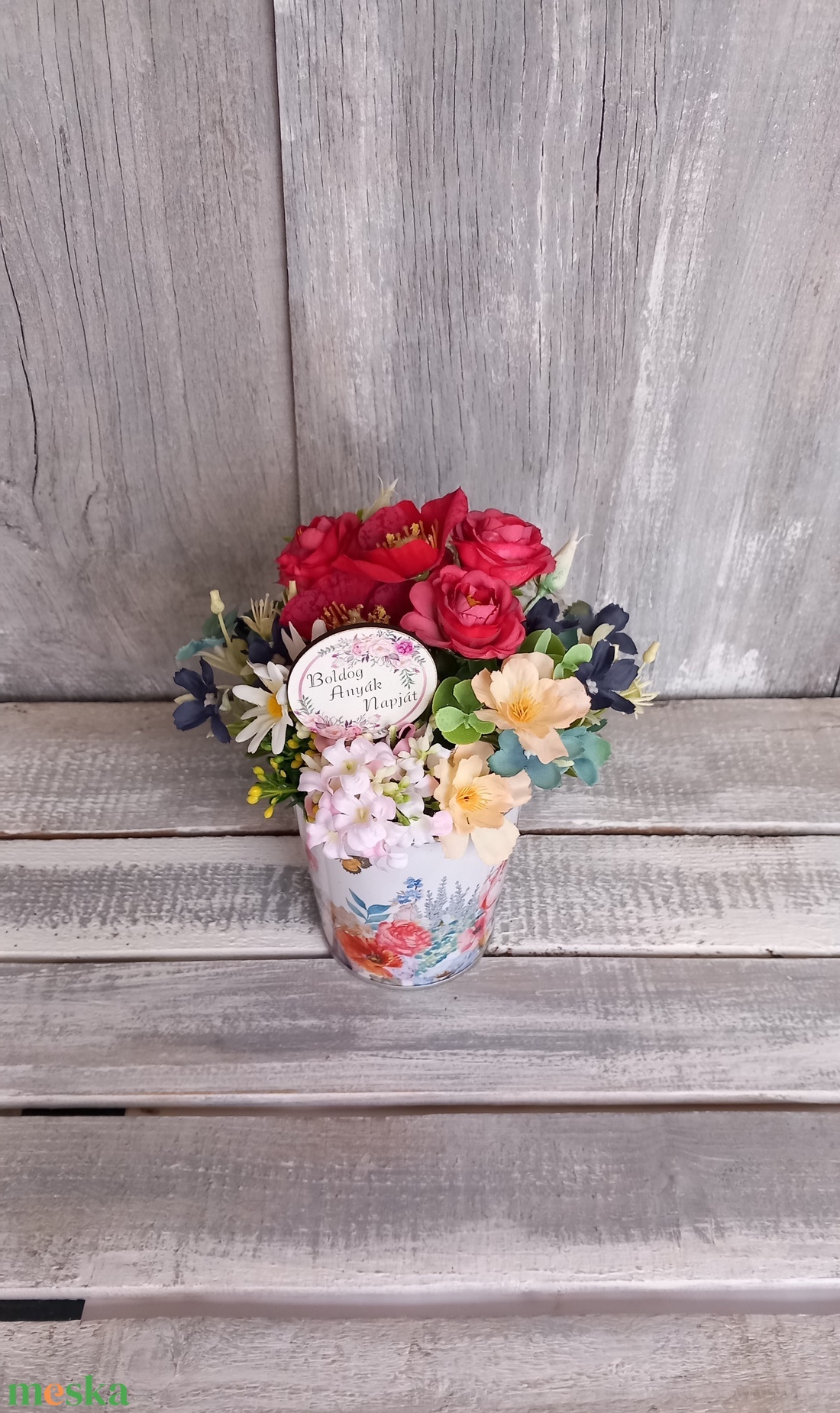 SzínesVirágok  - Anyák-napi Asztaldísz/Tavaszi Asztaldísz/Virágos Asztaldísz/Köszöntő Asztaldísz - otthon & életmód - virágdekoráció - virágdíszek - virágdísz kaspóban - Meska.hu