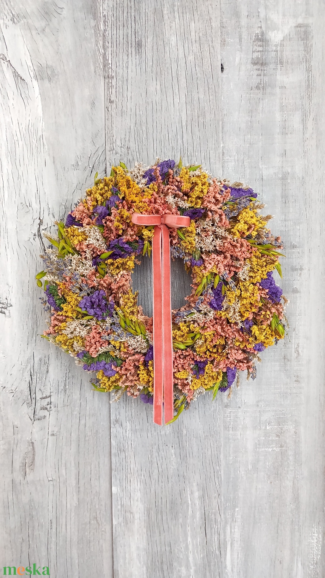 Élénkség- Szárazvirág Kopogtató/Tavaszi Kopogtató/Tavaszi Ajtódísz/Ajtódísz/Falidísz/ - otthon & életmód - dekoráció - ajtó- és ablak dekoráció - ajtódísz & kopogtató - Meska.hu