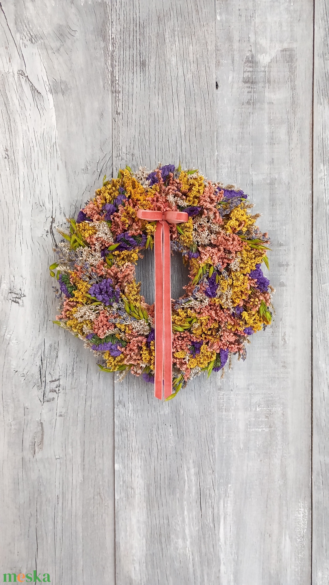 Élénkség- Szárazvirág Kopogtató/Tavaszi Kopogtató/Tavaszi Ajtódísz/Ajtódísz/Falidísz/ - otthon & életmód - dekoráció - ajtó- és ablak dekoráció - ajtódísz & kopogtató - Meska.hu