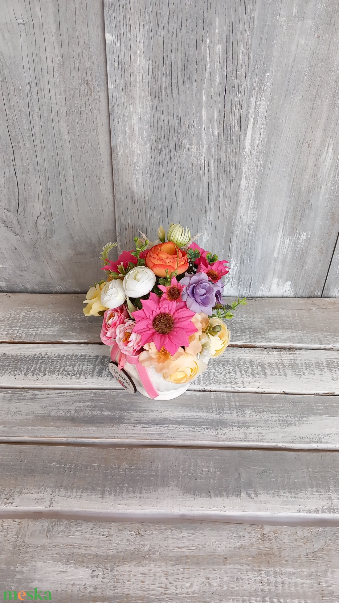  Szeretettel Neked  - Tavaszi Asztaldísz/Virágos Asztaldísz/Köszöntő Virágdísz - otthon & életmód - virágdekoráció - virágdíszek - asztali virágdísz - Meska.hu