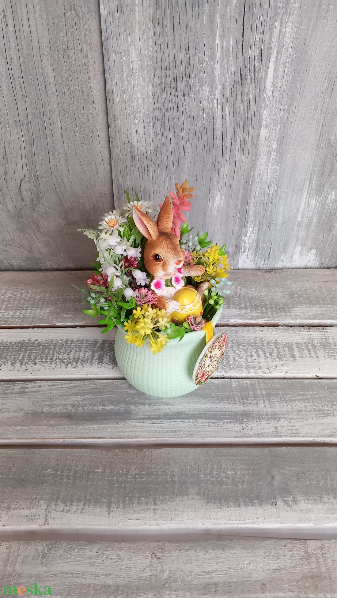  Tavaszi Nyuszika  - Tavaszi Asztaldísz/Virágos Asztaldísz/Húsvéti Asztaldísz - otthon & életmód - virágdekoráció - virágdíszek - asztali virágdísz - Meska.hu