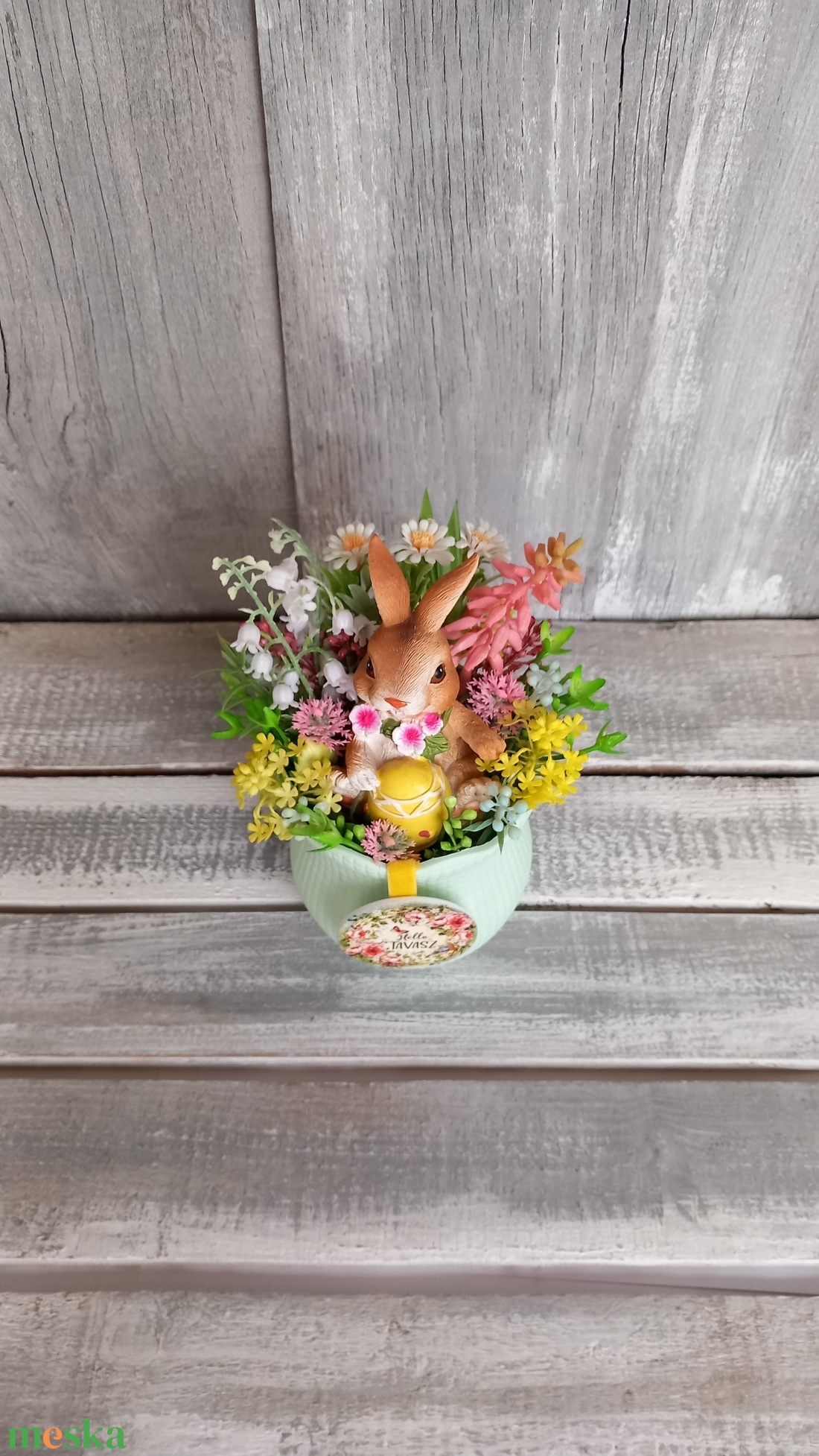  Tavaszi Nyuszika  - Tavaszi Asztaldísz/Virágos Asztaldísz/Húsvéti Asztaldísz - otthon & életmód - virágdekoráció - virágdíszek - asztali virágdísz - Meska.hu