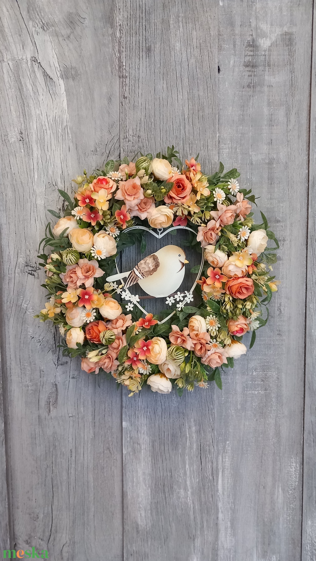 Kismadár Kopogtat- Virágos Kopogtató/Tavaszi Kopogtató/Tavaszi Ajtódísz/Nyári Ajtódísz/Ajtódísz /Falidísz/Koszorú - otthon & életmód - dekoráció - ajtó- és ablak dekoráció - ajtódísz & kopogtató - Meska.hu