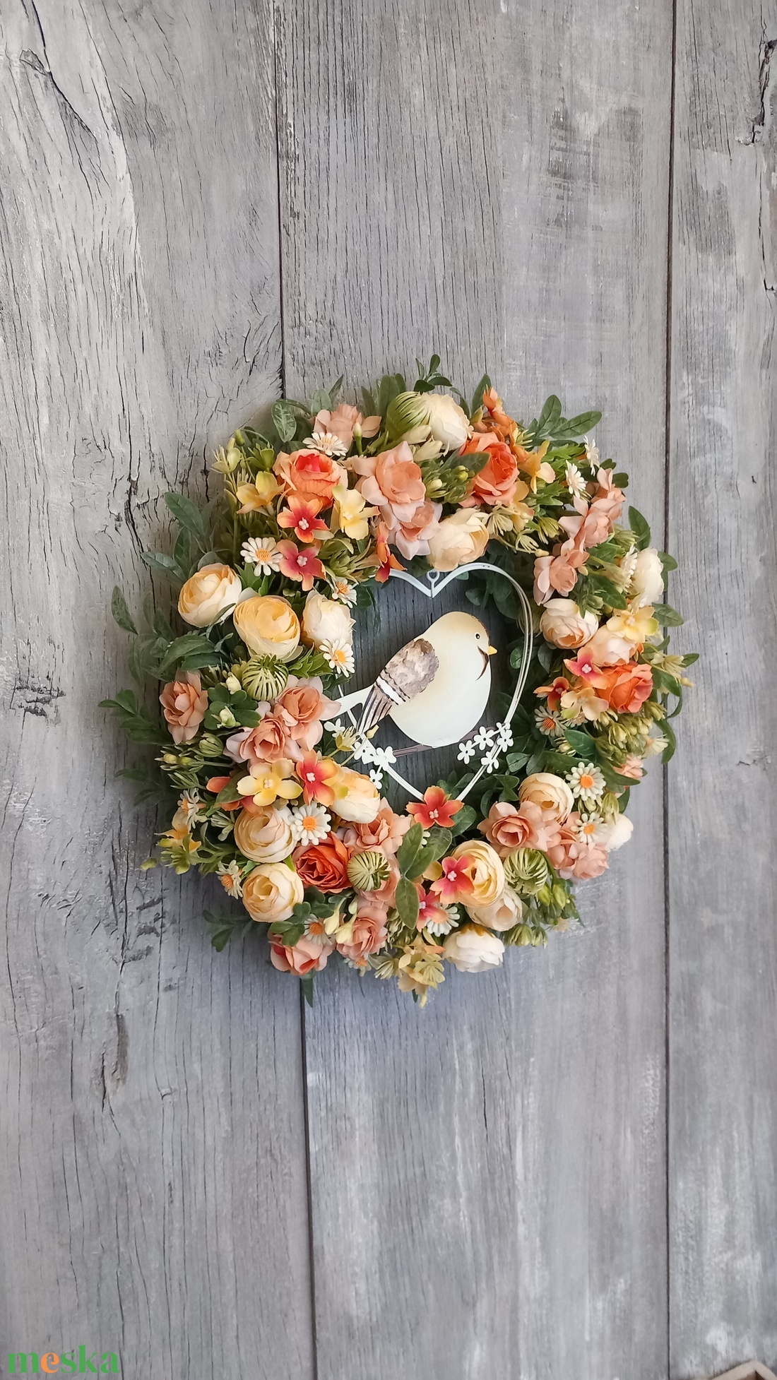 Kismadár Kopogtat- Virágos Kopogtató/Tavaszi Kopogtató/Tavaszi Ajtódísz/Nyári Ajtódísz/Ajtódísz /Falidísz/Koszorú - otthon & életmód - dekoráció - ajtó- és ablak dekoráció - ajtódísz & kopogtató - Meska.hu