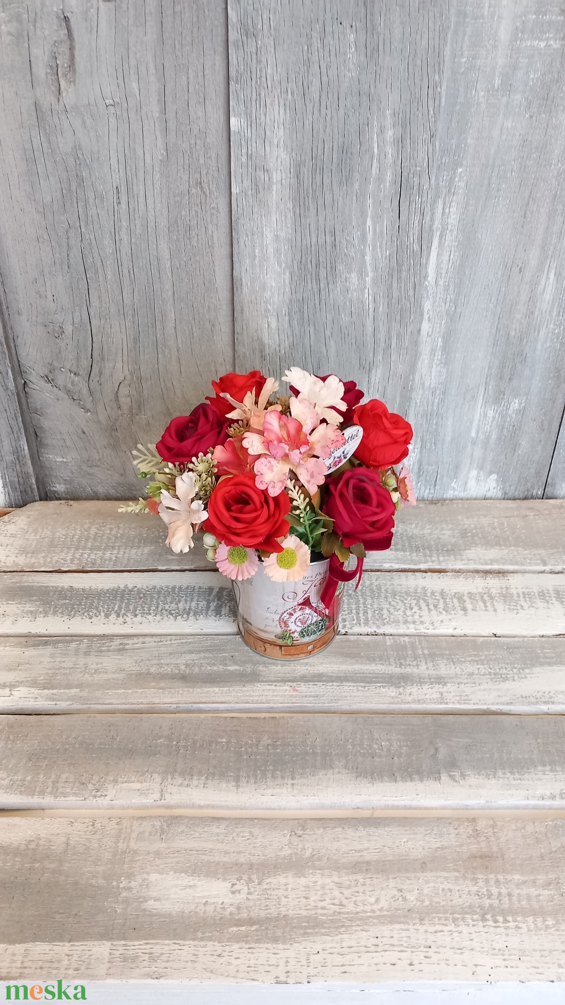 Rózsák Szeretettel  - Virágos Asztaldísz/Tavaszi Asztaldísz/Asztaldísz/Köszöntő Asztaldísz - otthon & életmód - virágdekoráció - virágdíszek - virágdísz kaspóban - Meska.hu