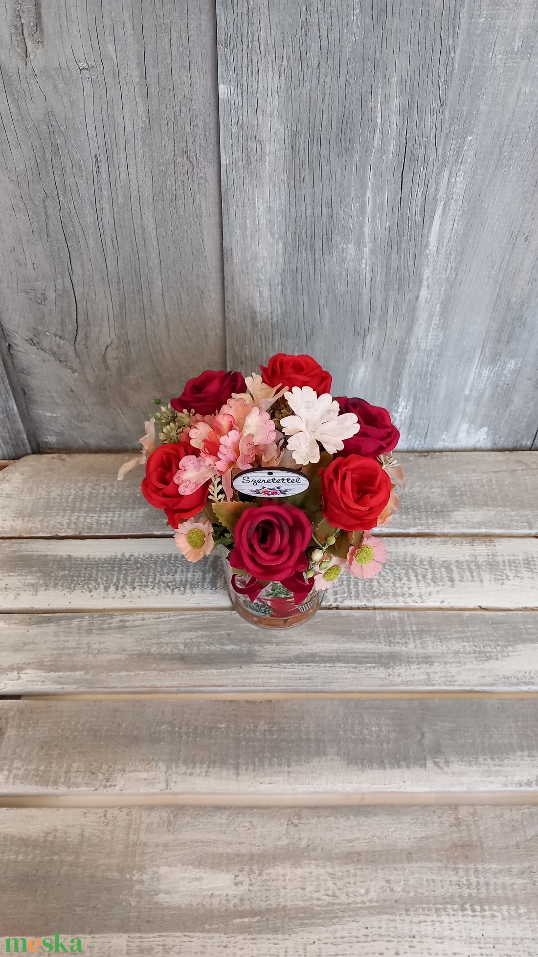 Rózsák Szeretettel  - Virágos Asztaldísz/Tavaszi Asztaldísz/Asztaldísz/Köszöntő Asztaldísz - otthon & életmód - virágdekoráció - virágdíszek - virágdísz kaspóban - Meska.hu