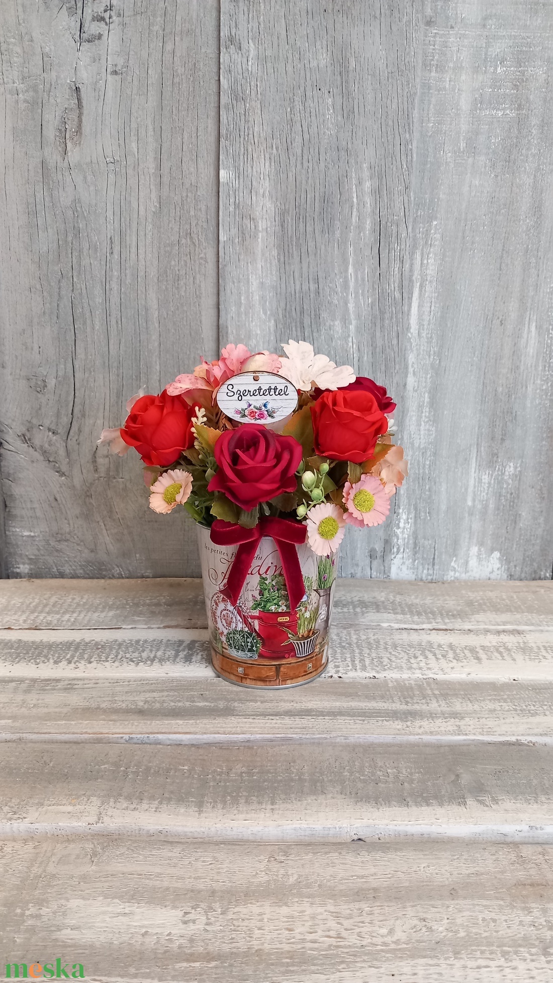 Rózsák Szeretettel  - Virágos Asztaldísz/Tavaszi Asztaldísz/Asztaldísz/Köszöntő Asztaldísz - otthon & életmód - virágdekoráció - virágdíszek - virágdísz kaspóban - Meska.hu