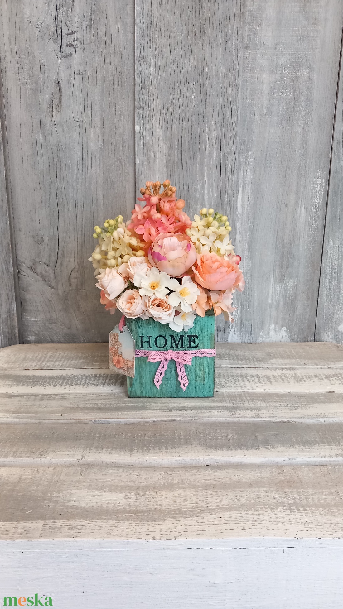 Vintage Virágos Otthon  - Virágos Asztaldísz/Tavaszi Asztaldísz/Asztaldísz/Köszöntő Asztaldísz - otthon & életmód - virágdekoráció - virágdíszek - virágdísz kaspóban - Meska.hu