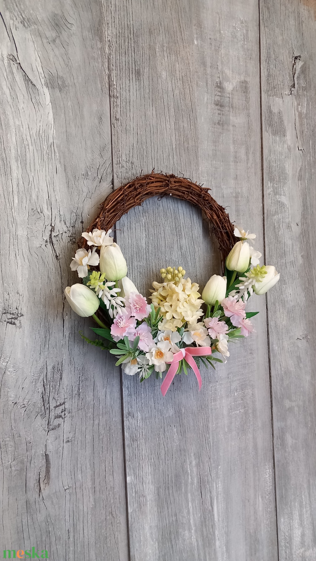 Tulipánoskert- /Tavaszi Ajtódísz/Virágos Kopogtató/ Tavaszi Kopogtató /Ajtódísz /Falidísz/Koszorú - otthon & életmód - dekoráció - ajtó- és ablak dekoráció - ajtódísz & kopogtató - Meska.hu