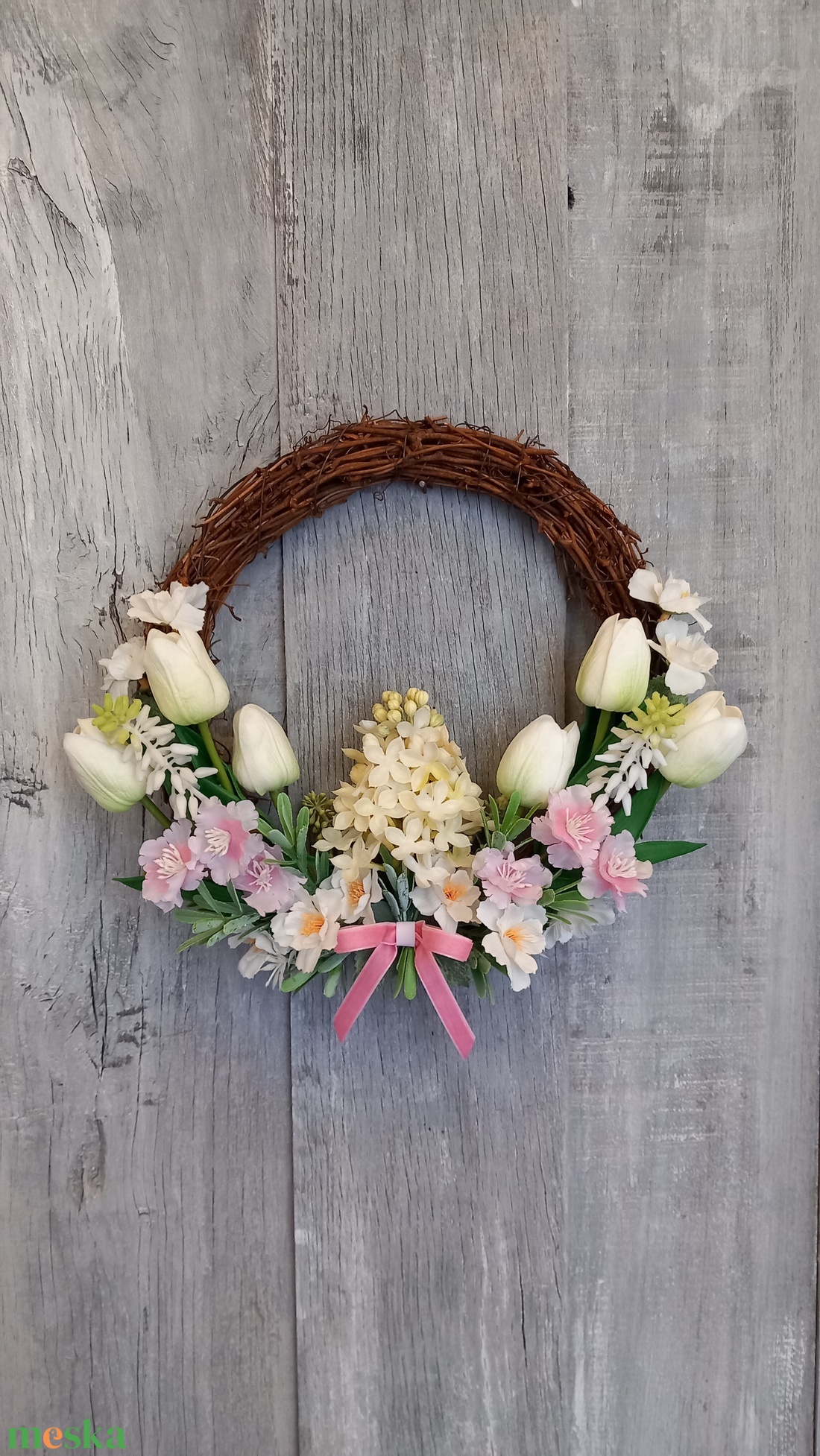 Tulipánoskert- /Tavaszi Ajtódísz/Virágos Kopogtató/ Tavaszi Kopogtató /Ajtódísz /Falidísz/Koszorú - otthon & életmód - dekoráció - ajtó- és ablak dekoráció - ajtódísz & kopogtató - Meska.hu