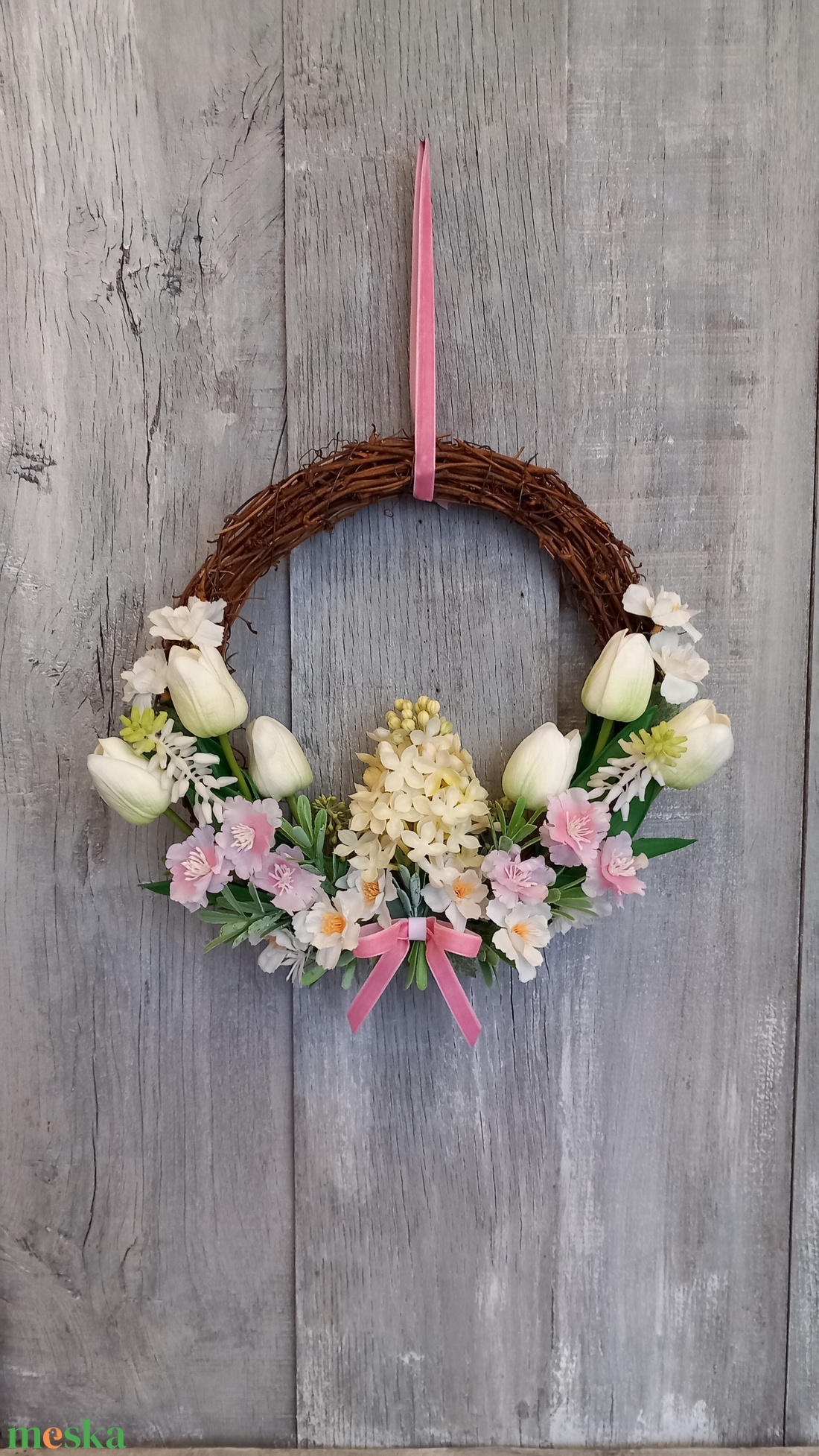 Tulipánoskert- /Tavaszi Ajtódísz/Virágos Kopogtató/ Tavaszi Kopogtató /Ajtódísz /Falidísz/Koszorú - otthon & életmód - dekoráció - ajtó- és ablak dekoráció - ajtódísz & kopogtató - Meska.hu