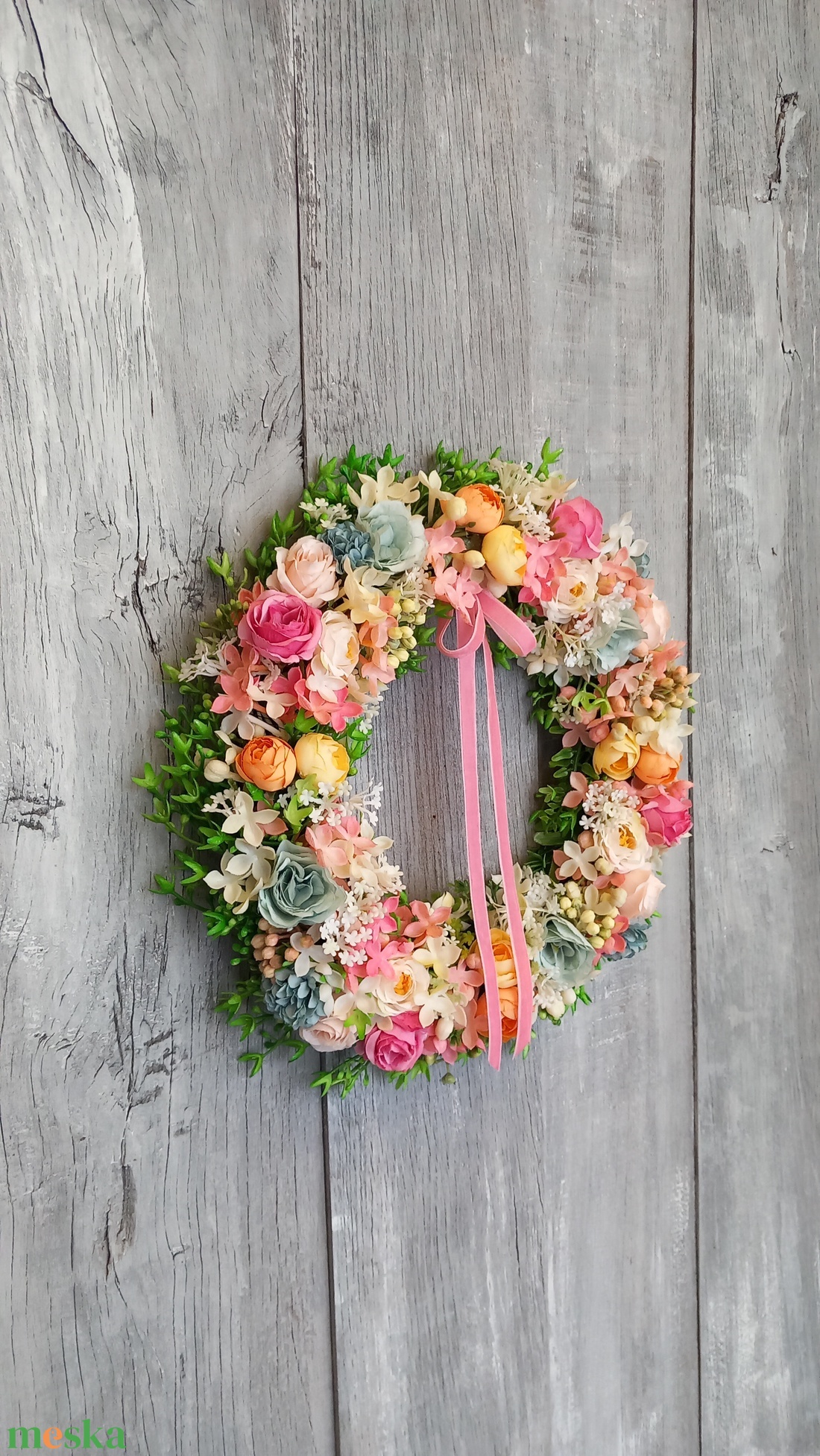 Kedvenc Tavaszi Színek - Virágos Kopogtató/Tavaszi Ajtódísz/Nyári Ajtódísz/Ajtódísz /Falidísz/Koszorú - otthon & életmód - dekoráció - ajtó- és ablak dekoráció - ajtódísz & kopogtató - Meska.hu