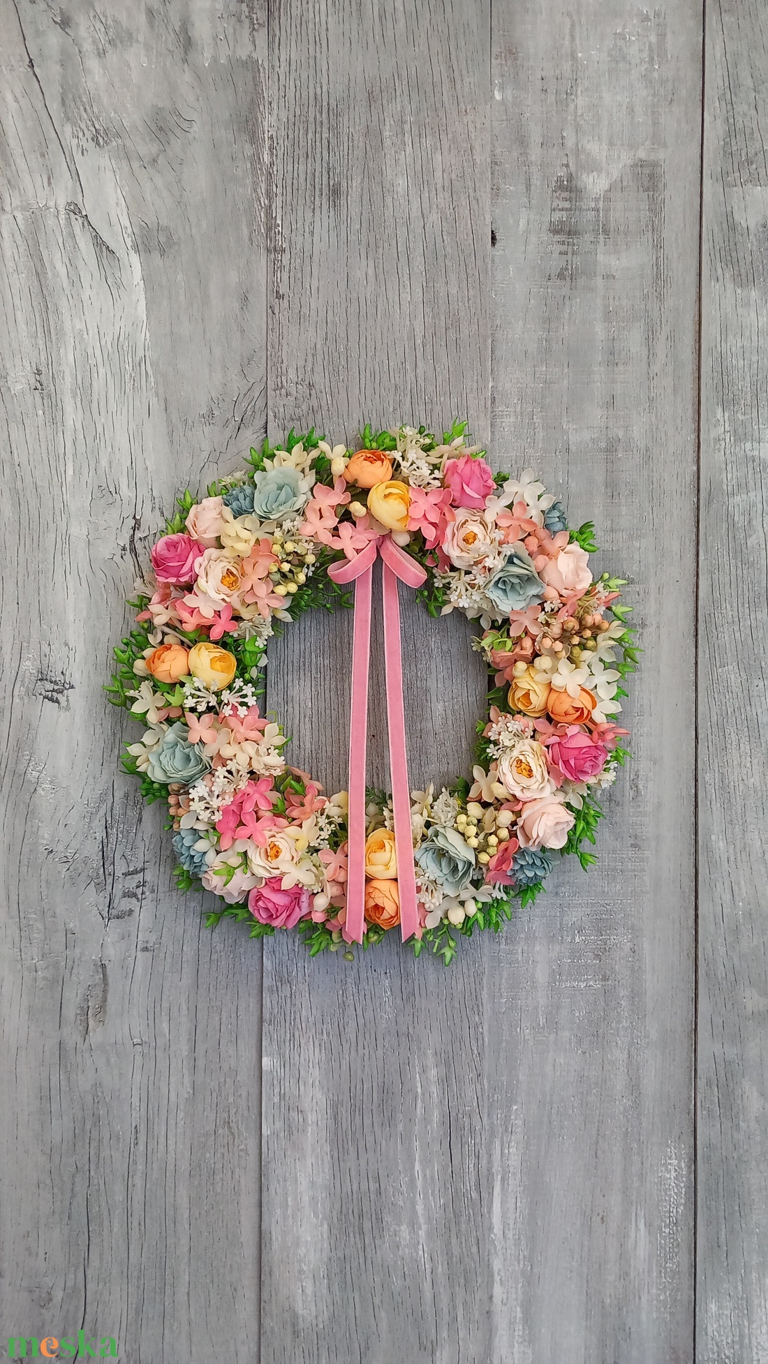 Kedvenc Tavaszi Színek - Virágos Kopogtató/Tavaszi Ajtódísz/Nyári Ajtódísz/Ajtódísz /Falidísz/Koszorú - otthon & életmód - dekoráció - ajtó- és ablak dekoráció - ajtódísz & kopogtató - Meska.hu