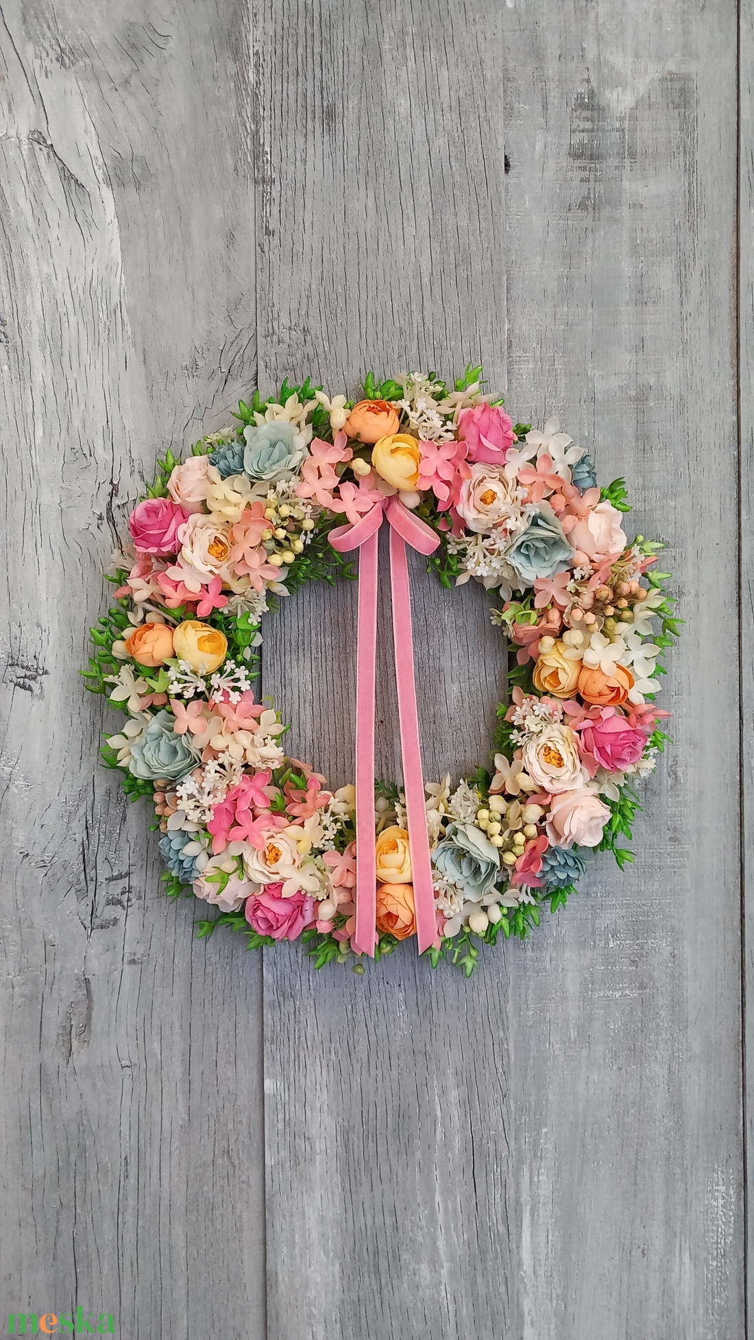 Kedvenc Tavaszi Színek - Virágos Kopogtató/Tavaszi Ajtódísz/Nyári Ajtódísz/Ajtódísz /Falidísz/Koszorú - otthon & életmód - dekoráció - ajtó- és ablak dekoráció - ajtódísz & kopogtató - Meska.hu