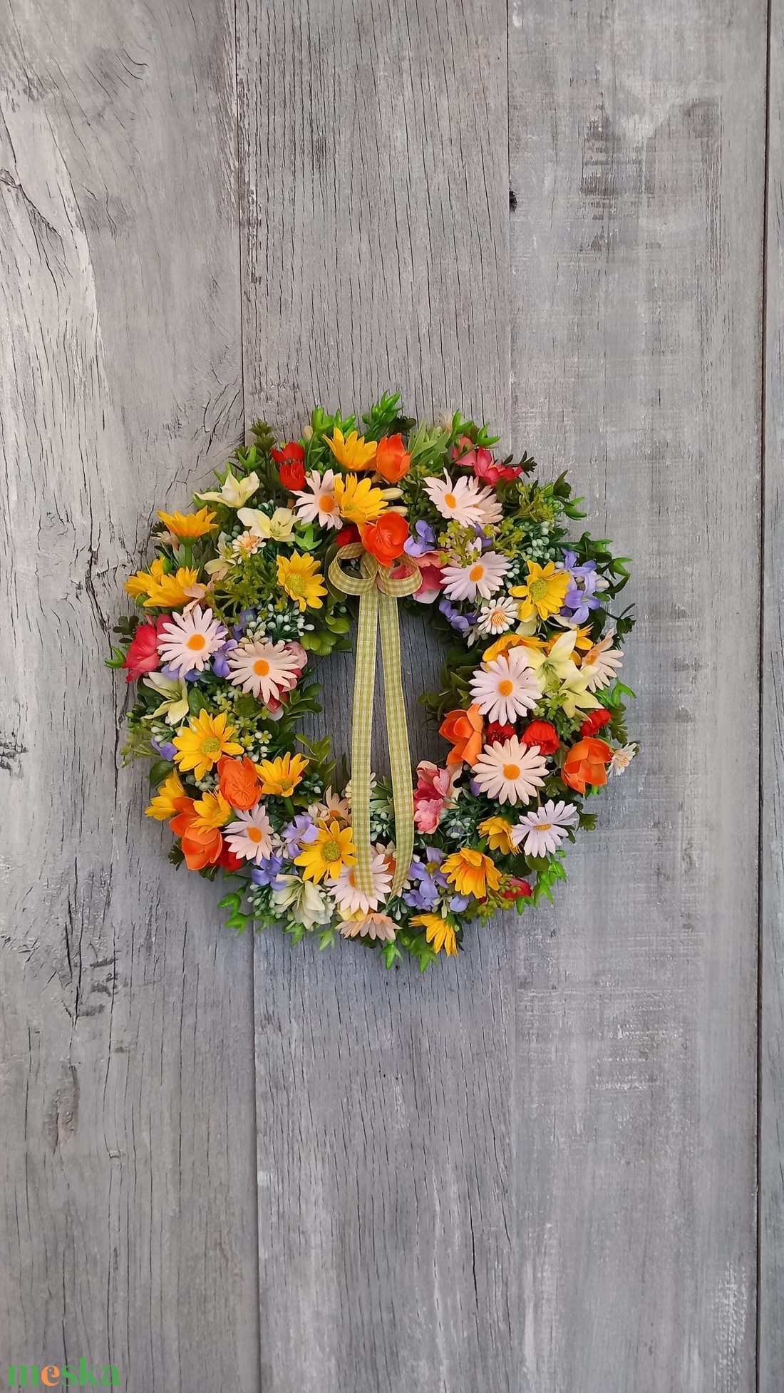 Virágmező - Virágos Kopogtató/Tavaszi Kopogtató/Tavaszi Ajtódísz/Nyári Ajtódísz/Ajtódísz /Falidísz/Koszorú - otthon & életmód - dekoráció - ajtó- és ablak dekoráció - ajtódísz & kopogtató - Meska.hu