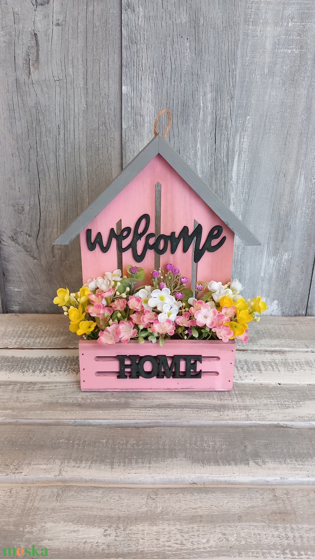  Virágüdvözlet  - Tavaszi Ajtódísz/Virágos Ajtódísz/Ajtódísz/Falidísz/Vintage Virágdísz - otthon & életmód - dekoráció - ajtó- és ablak dekoráció - ajtódísz & kopogtató - Meska.hu