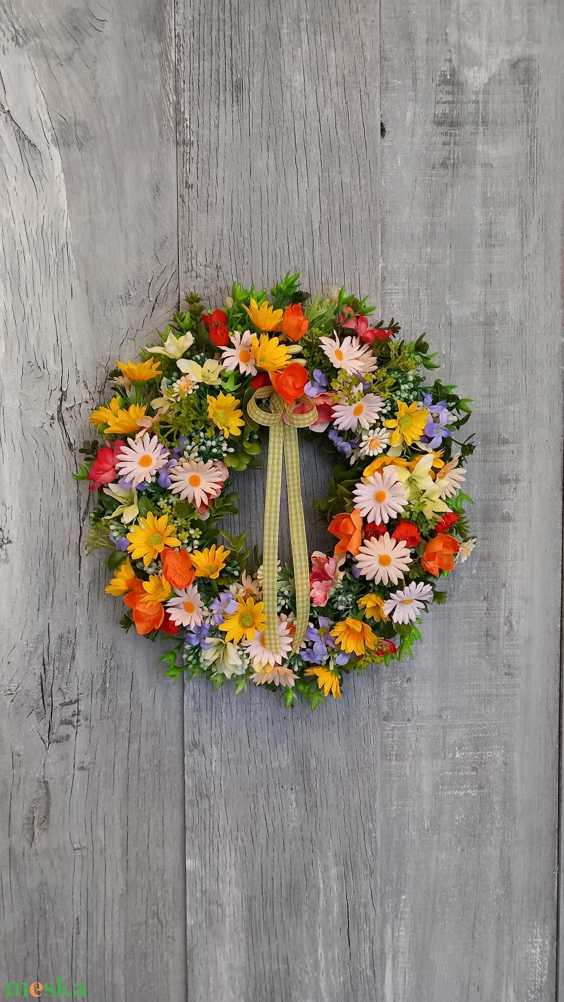 Virágmező - Virágos Kopogtató/Tavaszi Kopogtató/Tavaszi Ajtódísz/Nyári Ajtódísz/Ajtódísz /Falidísz/Koszorú - otthon & életmód - dekoráció - ajtó- és ablak dekoráció - ajtódísz & kopogtató - Meska.hu