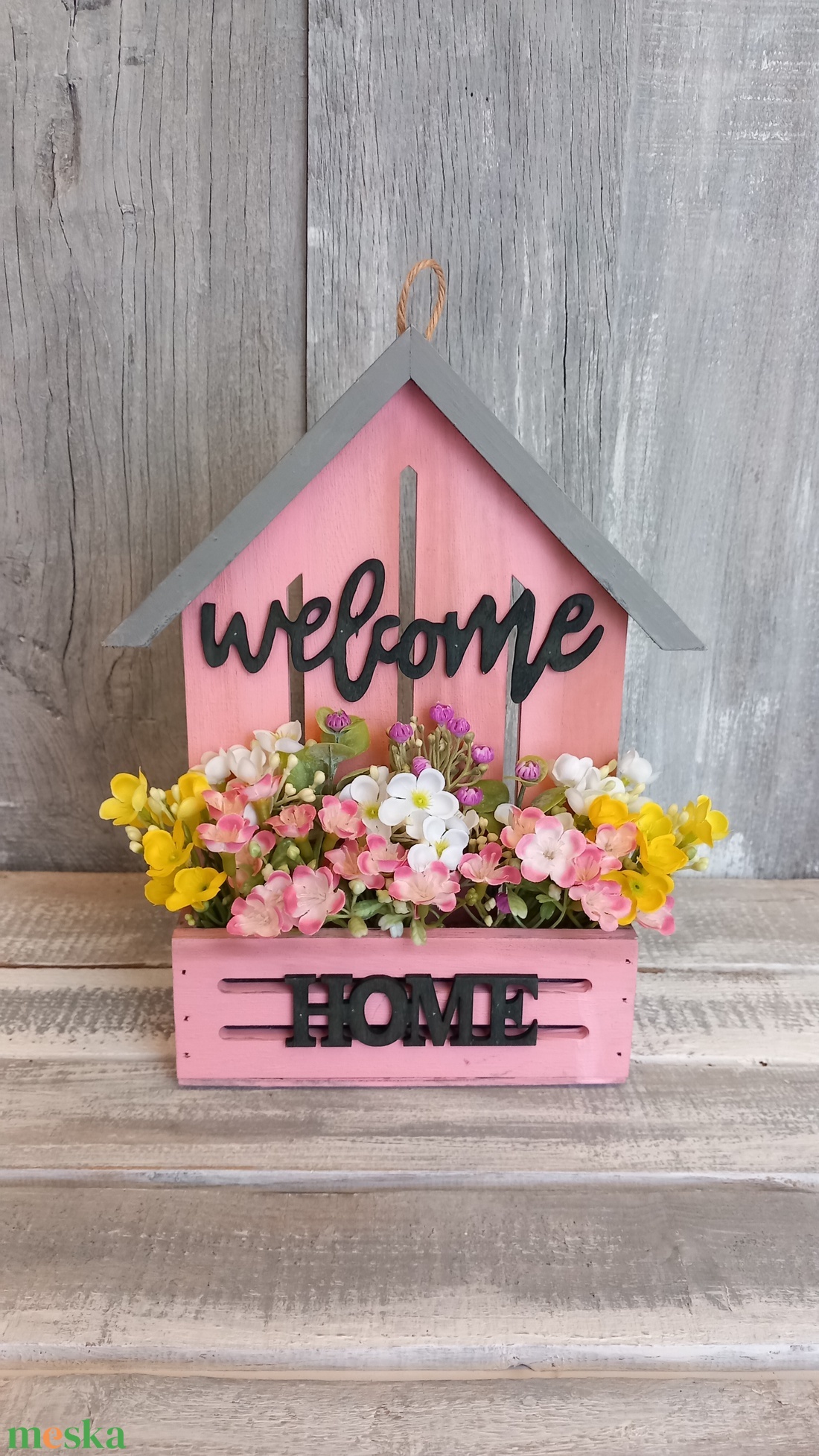  Virágüdvözlet  - Tavaszi Ajtódísz/Virágos Ajtódísz/Ajtódísz/Falidísz/Vintage Virágdísz - otthon & életmód - dekoráció - ajtó- és ablak dekoráció - ajtódísz & kopogtató - Meska.hu