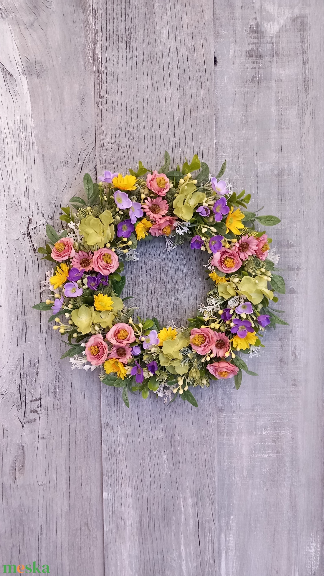 VirágVarázslat- Virágos Kopogtató/Tavaszi Kopogtató/Tavaszi Ajtódísz/Húsvéti Ajtódísz/Falidísz/Koszorú - otthon & életmód - dekoráció - ajtó- és ablak dekoráció - ajtódísz & kopogtató - Meska.hu