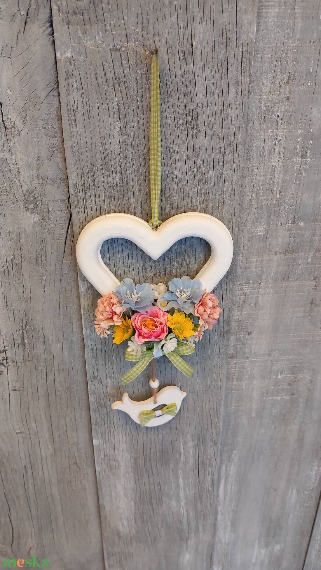 VirágosSzív- Virágos Kopogtató/Tavaszi Kopogtató/Tavaszi Ajtódísz/Ajtódísz/Falidísz/Koszorú - otthon & életmód - dekoráció - ajtó- és ablak dekoráció - ajtódísz & kopogtató - Meska.hu