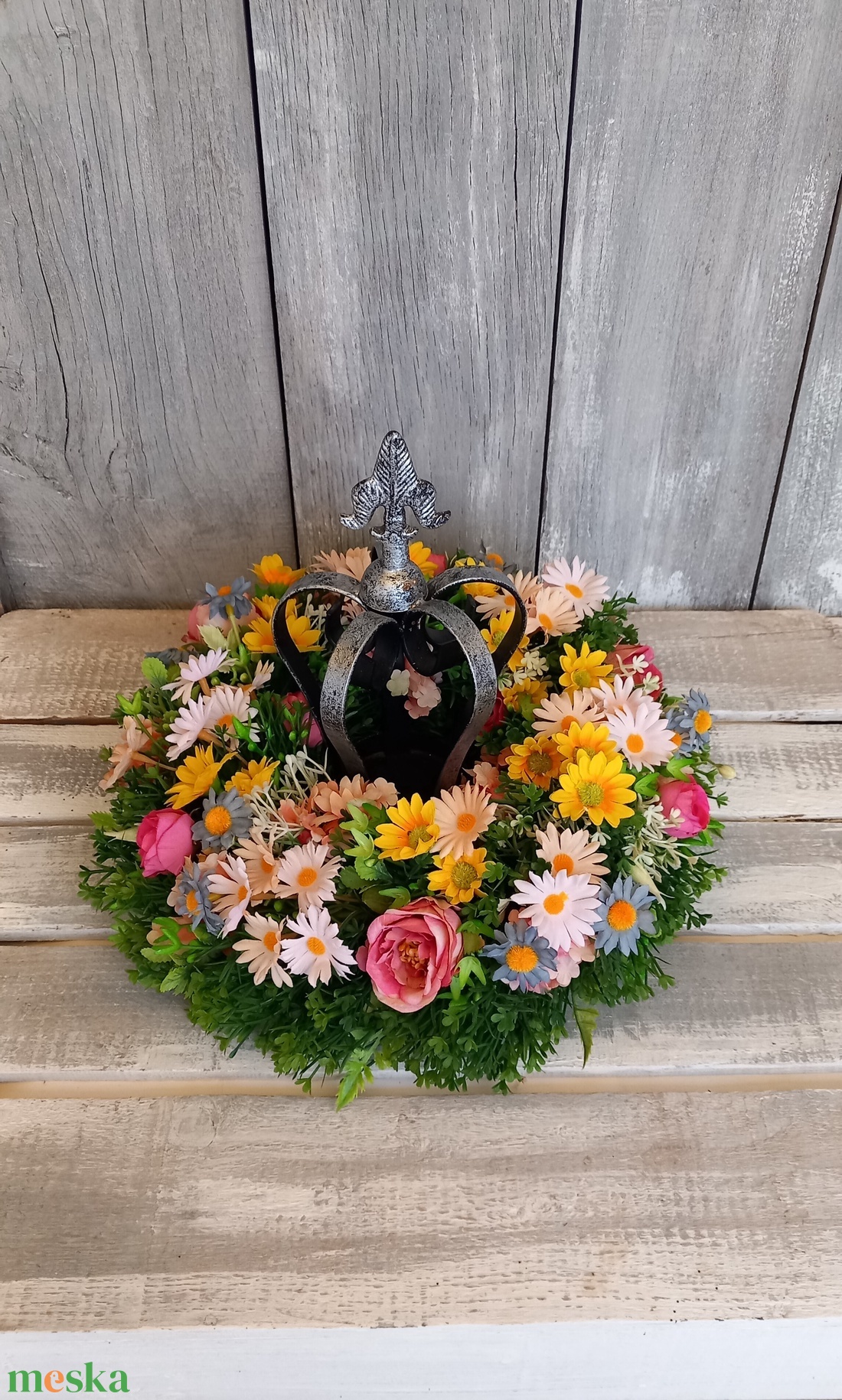 Színes Virágmező- Tavaszi Kopogtató/Virágos Kopogtató/Tavaszi Ajtódísz/Nyári Ajtódísz/Falidísz/Koszorú - otthon & életmód - dekoráció - ajtó- és ablak dekoráció - ajtódísz & kopogtató - Meska.hu