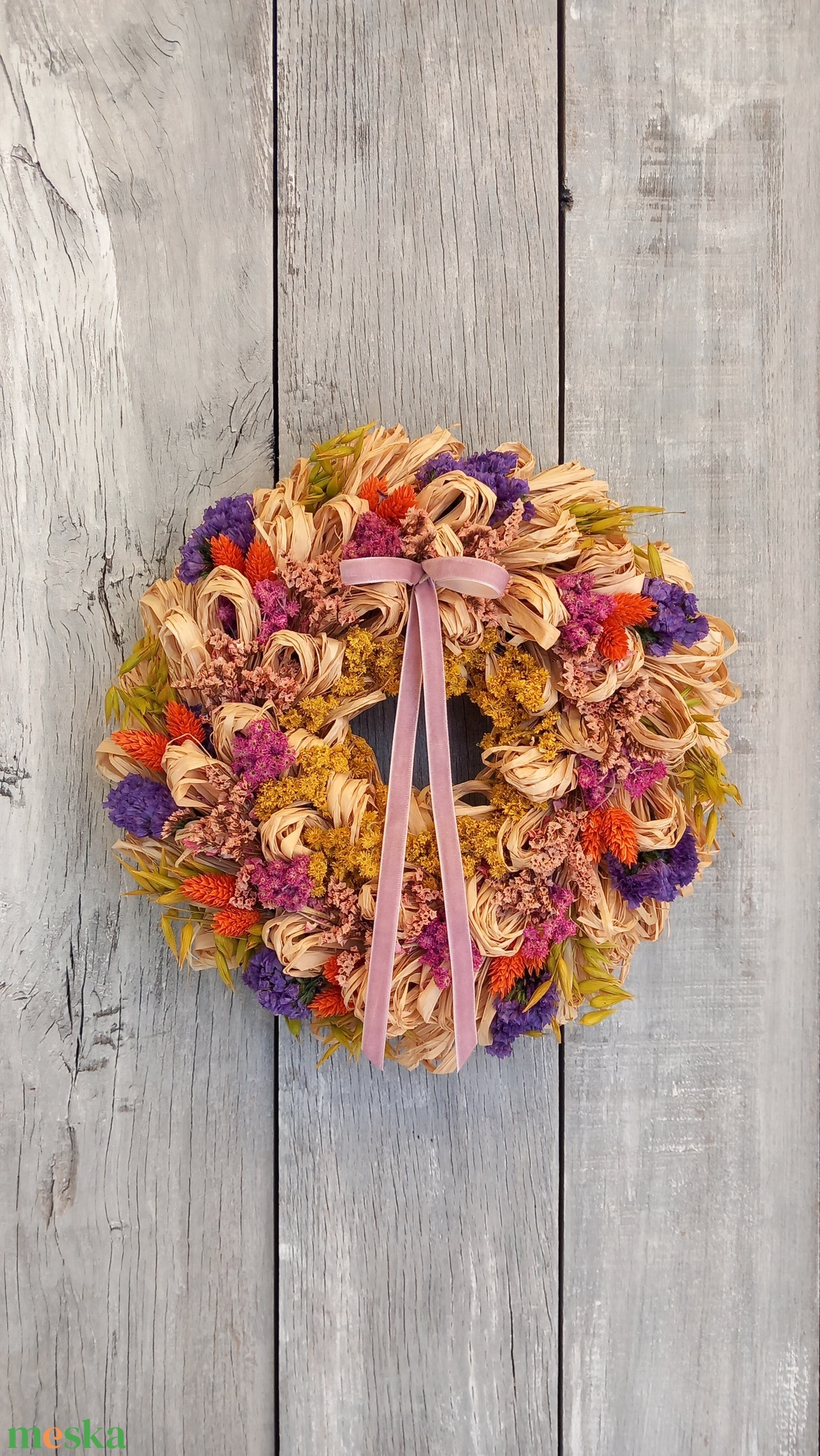 Színes Kócoska- Szárazvirág Ajtódísz/Tavaszi Ajtódísz/Szárazvirág Kopogtató/Nyári Ajtódísz/Falidísz/Koszorú - otthon & életmód - dekoráció - ajtó- és ablak dekoráció - ajtódísz & kopogtató - Meska.hu