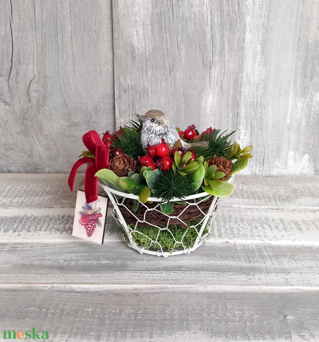 Kismadár Csipkebogyói  - Téli Asztaldísz/Asztaldekoráció/Köszöntő Asztaldísz - otthon & életmód - virágdekoráció - virágdíszek - asztali virágdísz - Meska.hu