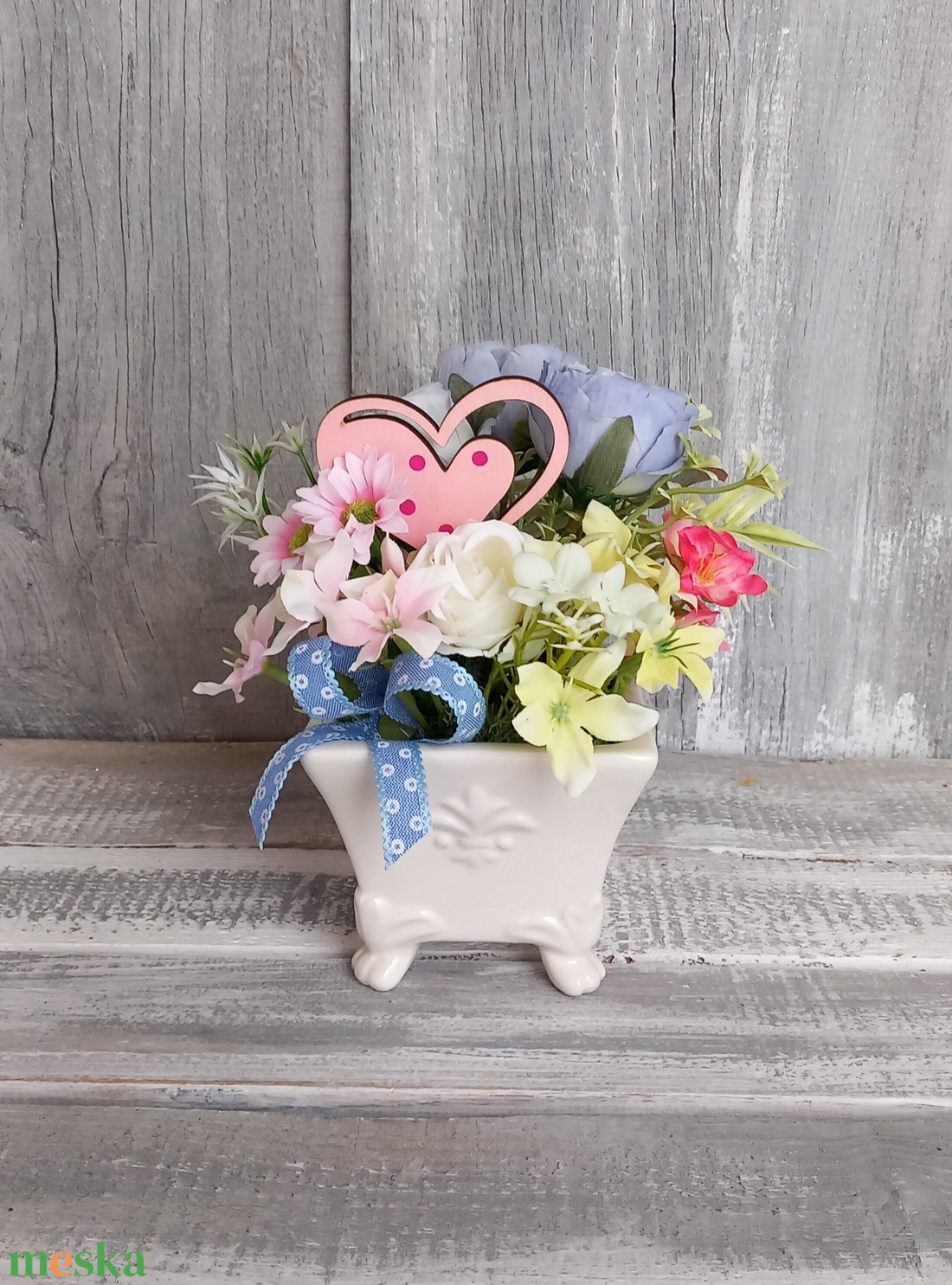  Kedves Virágok  - Tavaszi Asztaldísz/Virágos Asztaldísz/Köszöntő Virágdísz/Anyák-napi Asztaldísz - otthon & életmód - virágdekoráció - virágdíszek - virágdísz kaspóban - Meska.hu