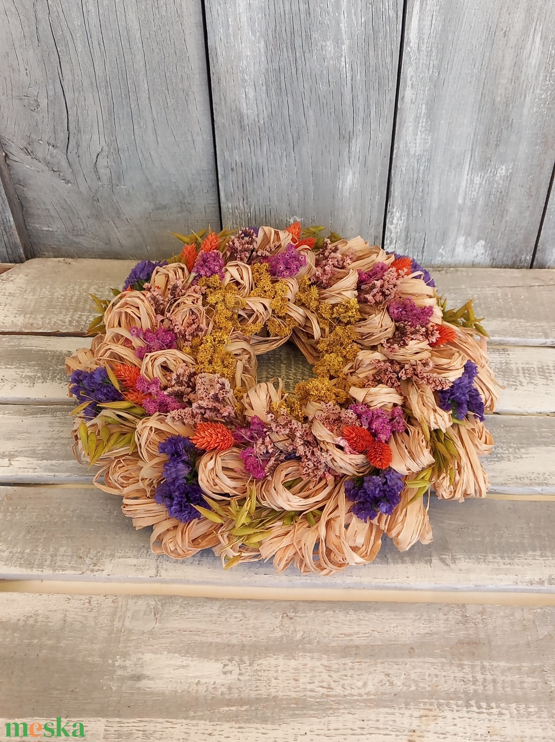Színes Kócoska- Szárazvirág Ajtódísz/Tavaszi Ajtódísz/Szárazvirág Kopogtató/Nyári Ajtódísz/Falidísz/Koszorú - otthon & életmód - dekoráció - ajtó- és ablak dekoráció - ajtódísz & kopogtató - Meska.hu