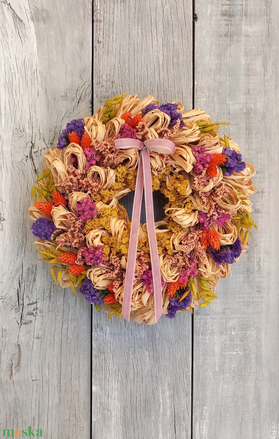 Színes Kócoska- Szárazvirág Ajtódísz/Tavaszi Ajtódísz/Szárazvirág Kopogtató/Nyári Ajtódísz/Falidísz/Koszorú - otthon & életmód - dekoráció - ajtó- és ablak dekoráció - ajtódísz & kopogtató - Meska.hu